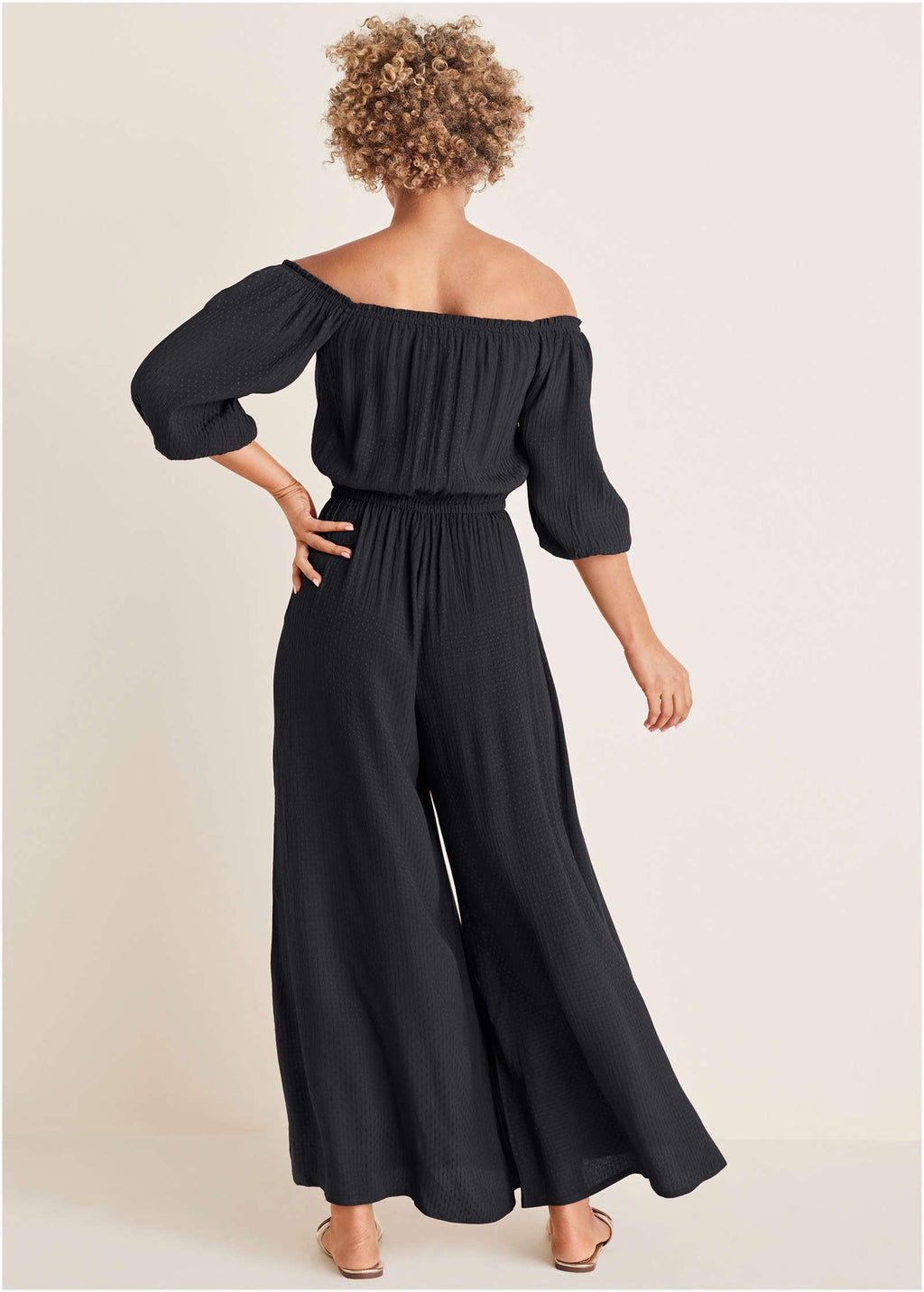 Off-The-Shoulder Jumpsuit - Jet Black