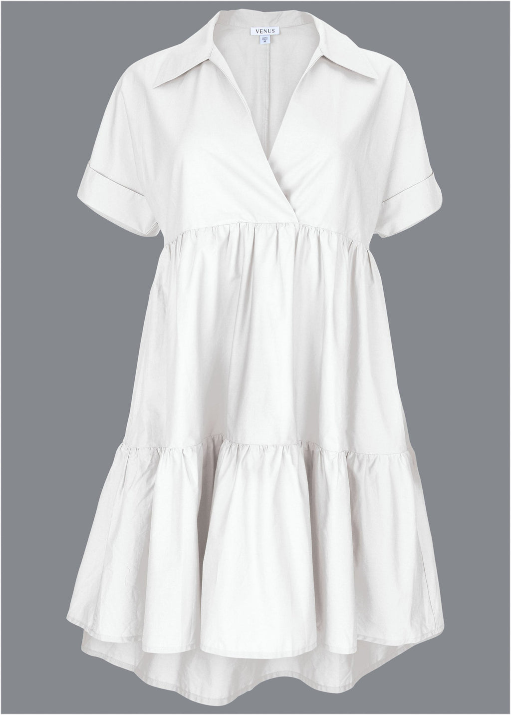 Cotton Poplin Tiered Dress - Cloud Dancer