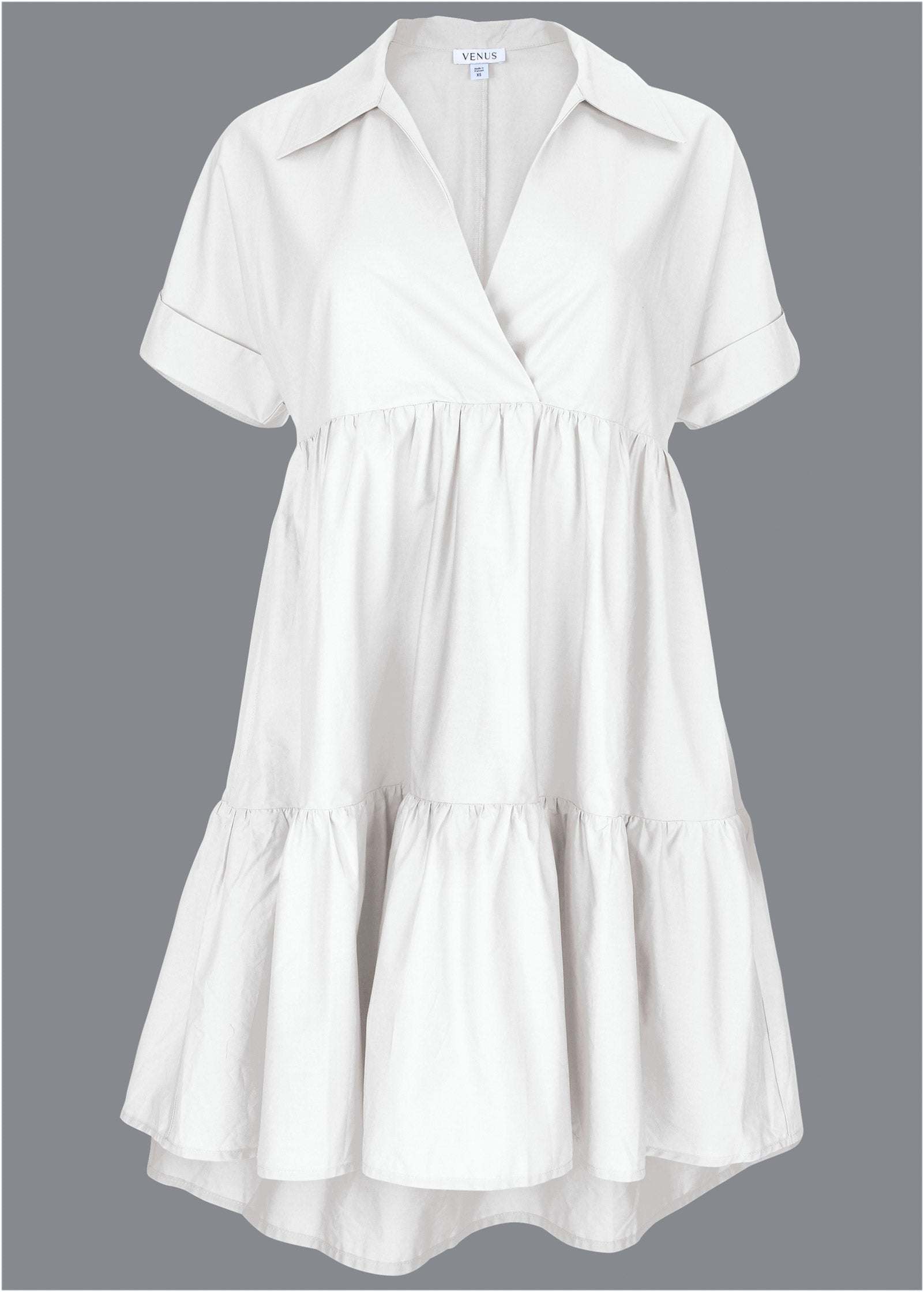 Cotton Poplin Tiered Dress - Cloud Dancer