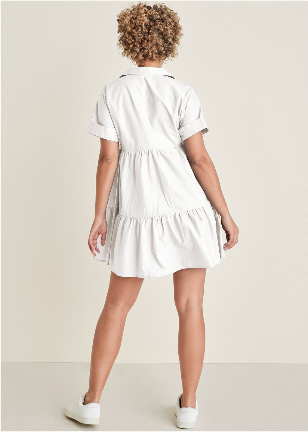 Cotton Poplin Tiered Dress - Cloud Dancer