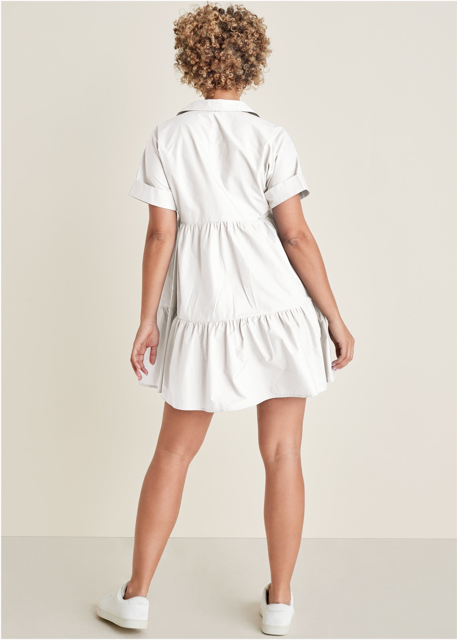 Cotton Poplin Tiered Dress - Cloud Dancer