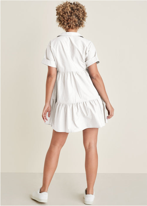 Cotton Poplin Tiered Dress - Cloud Dancer
