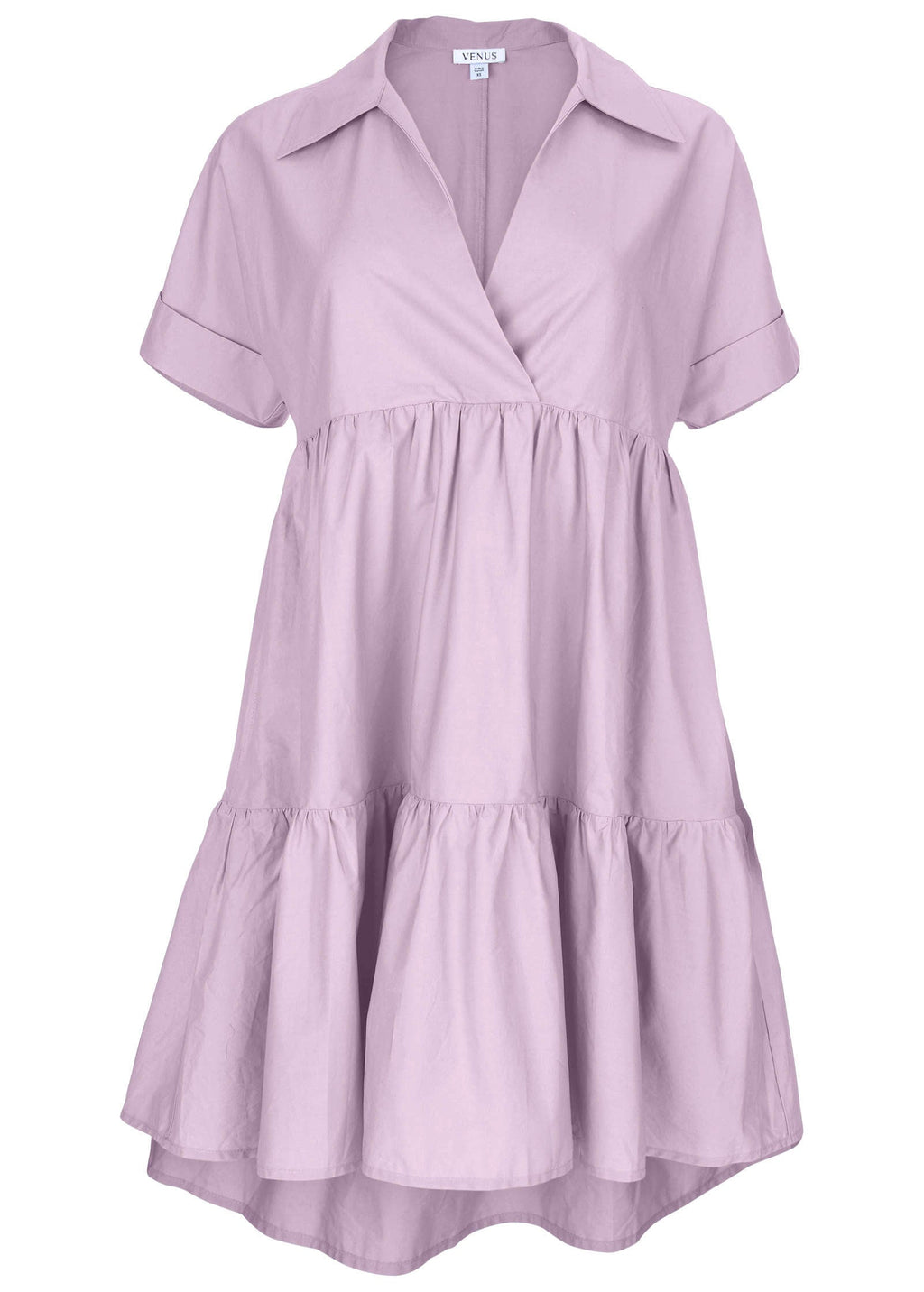 Cotton Poplin Tiered Dress - Lilac