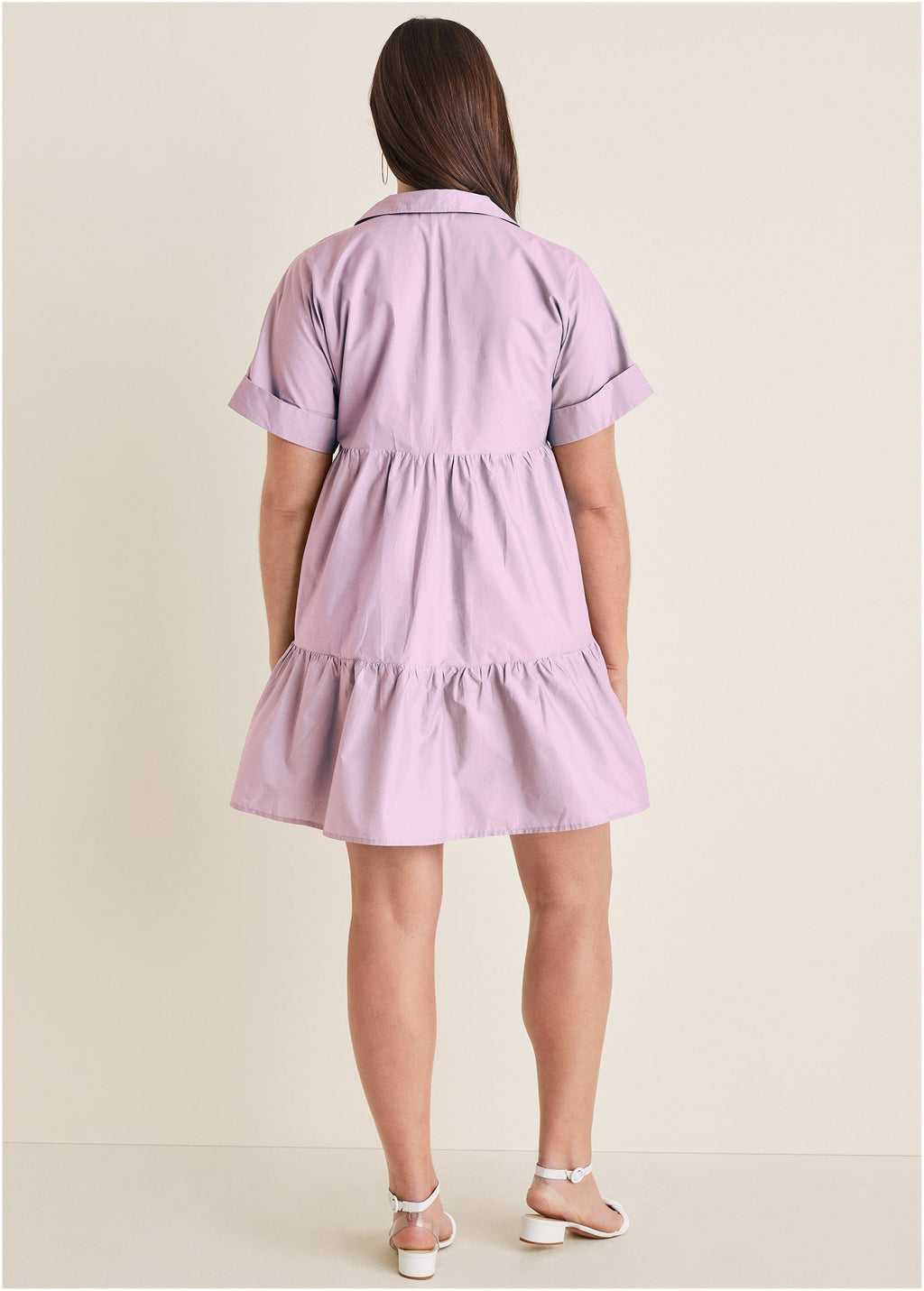 Cotton Poplin Tiered Dress - Lilac