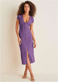 Linen Midi Dress - Purple