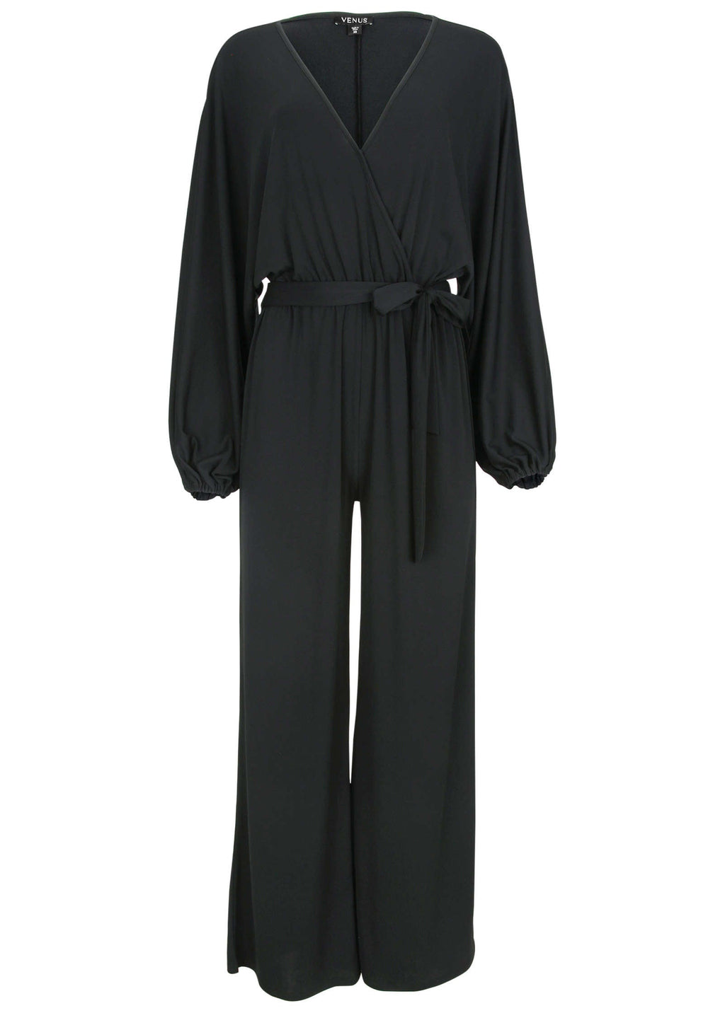 Volume Sleeve Detail Jumpsuit - Jet Black