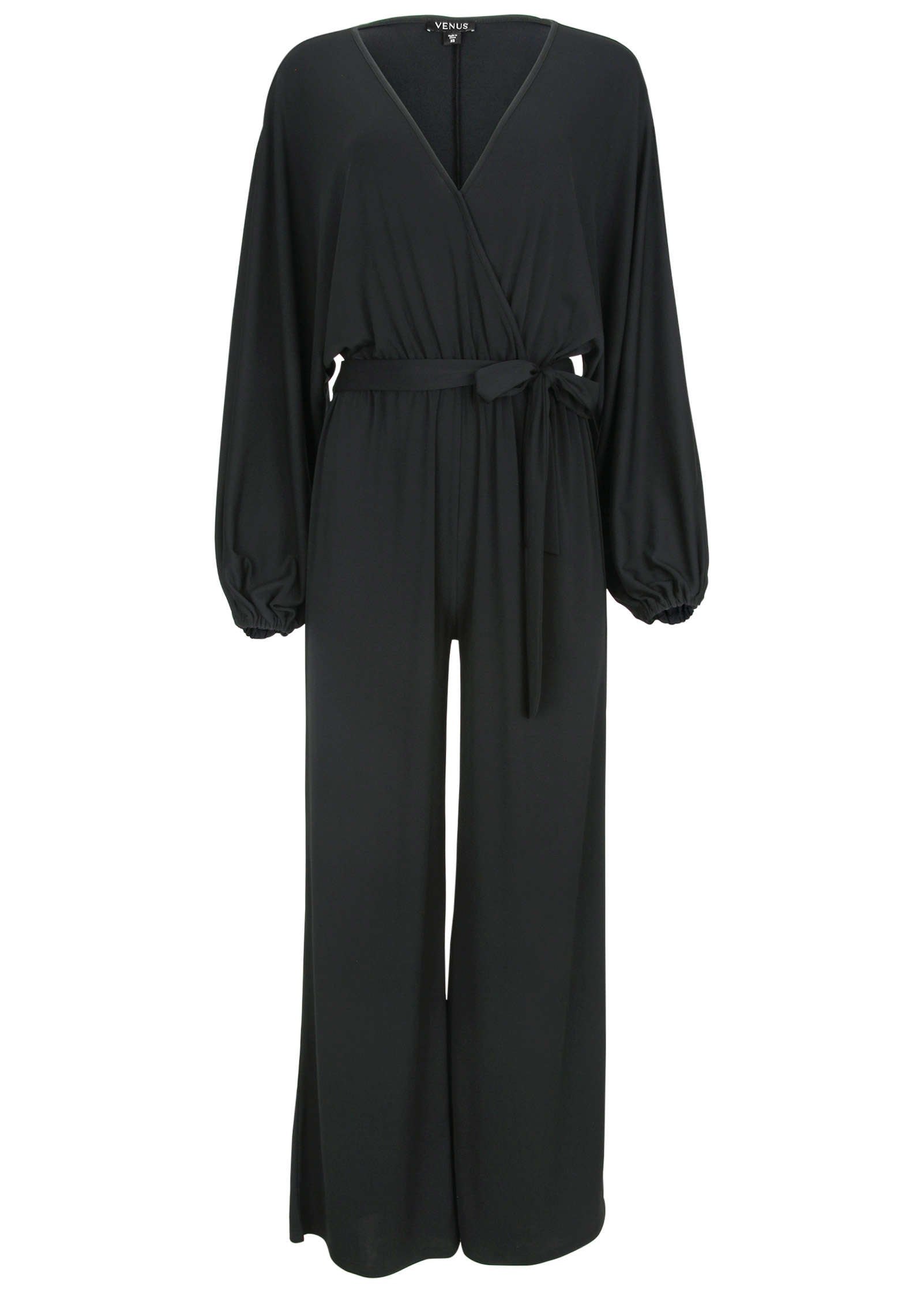 Volume Sleeve Detail Jumpsuit - Jet Black