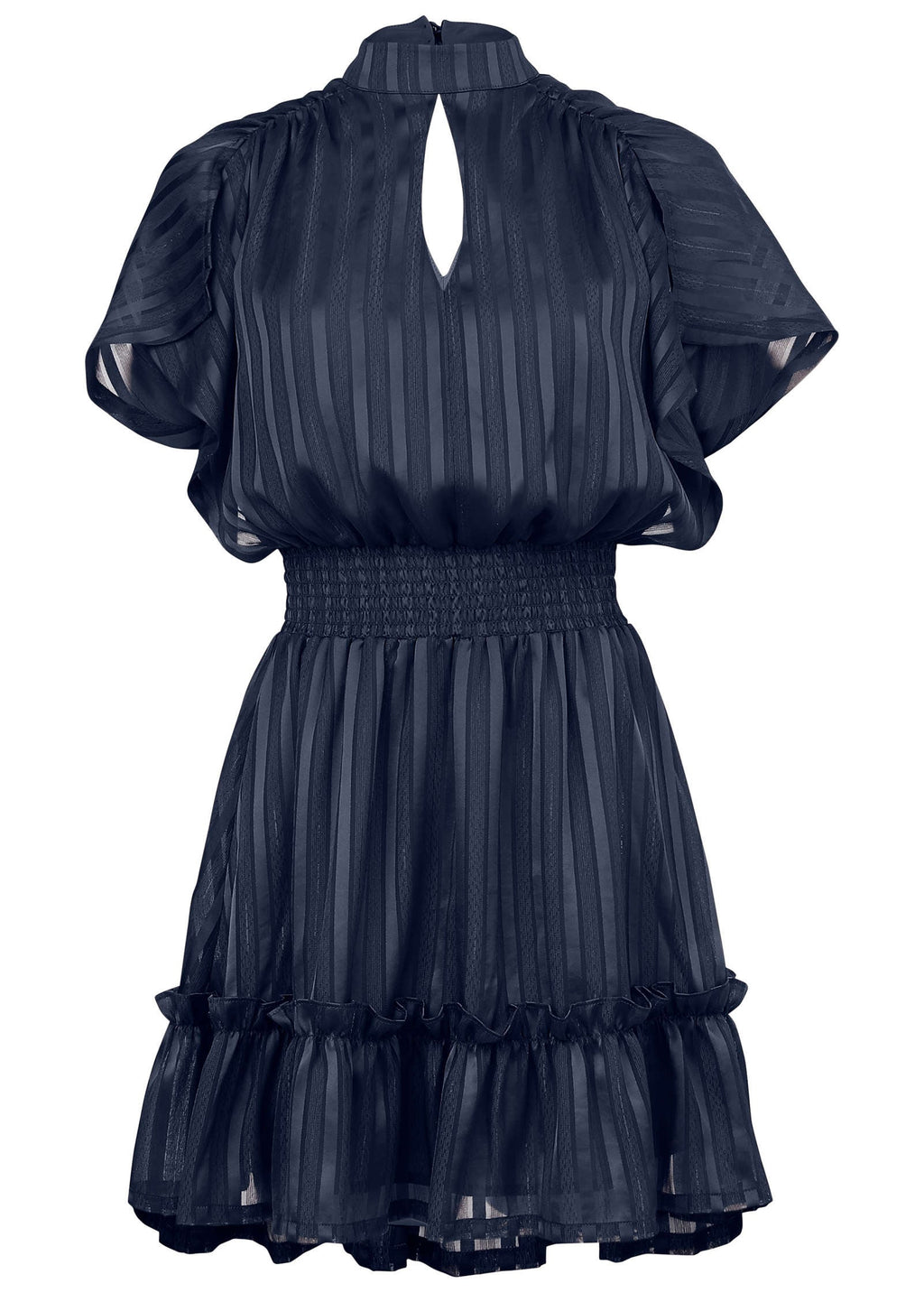 High Neck Mini Dress - Navy Peony
