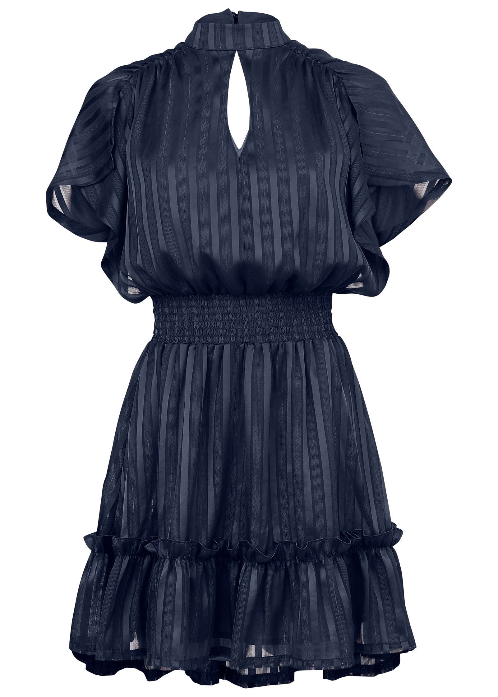 High Neck Mini Dress - Navy Peony
