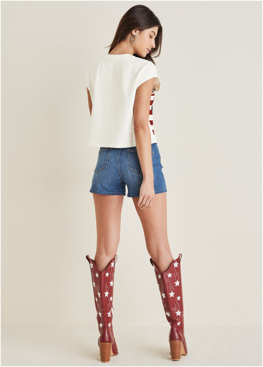 Stars And Stripes Sequin Top - Cloud Dancer