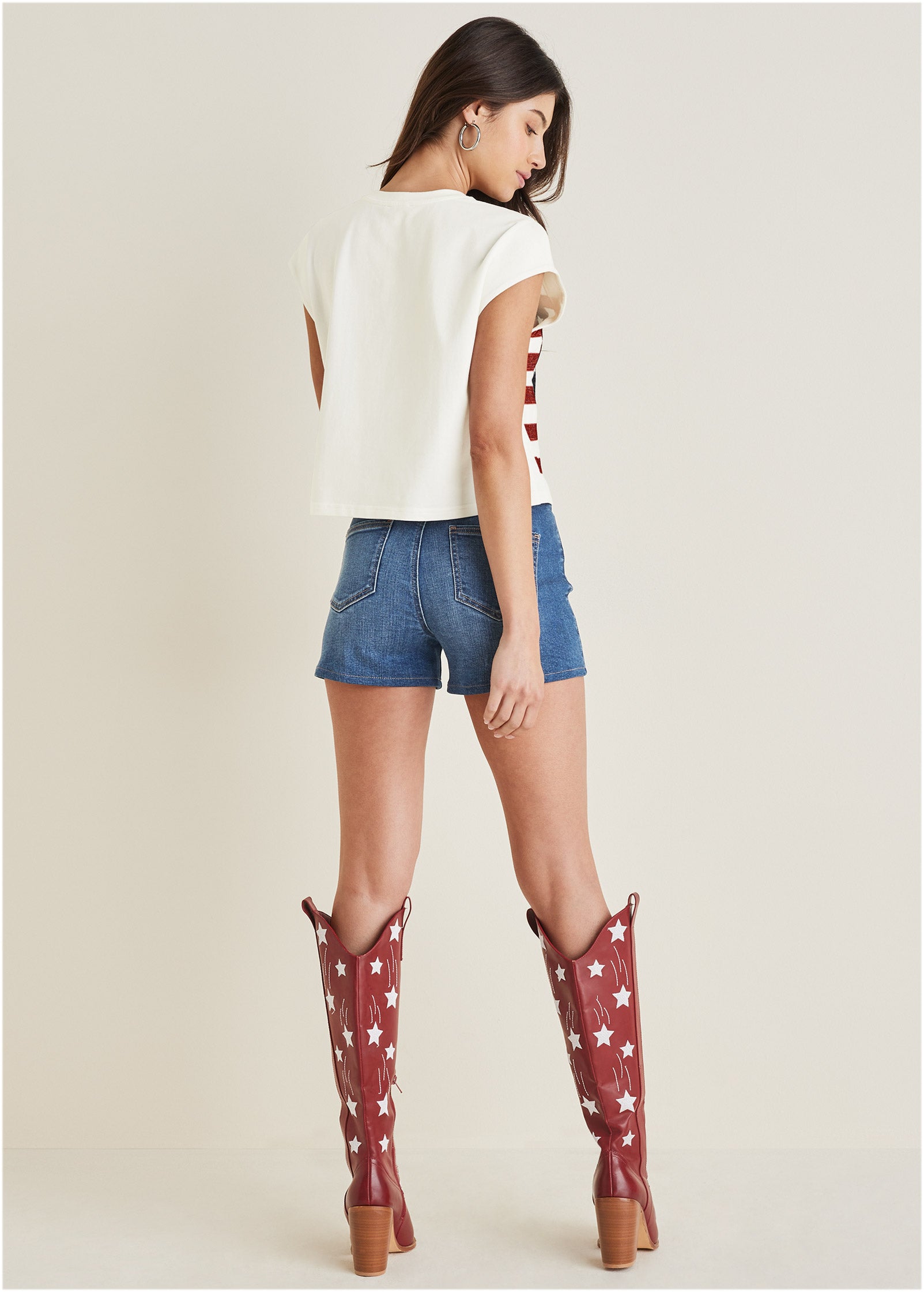 Stars And Stripes Sequin Top - Cloud Dancer