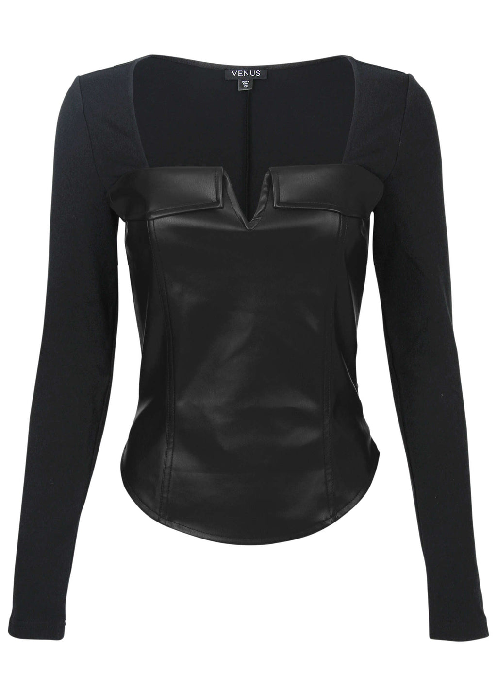 Faux Leather Corset Top - Jet Black