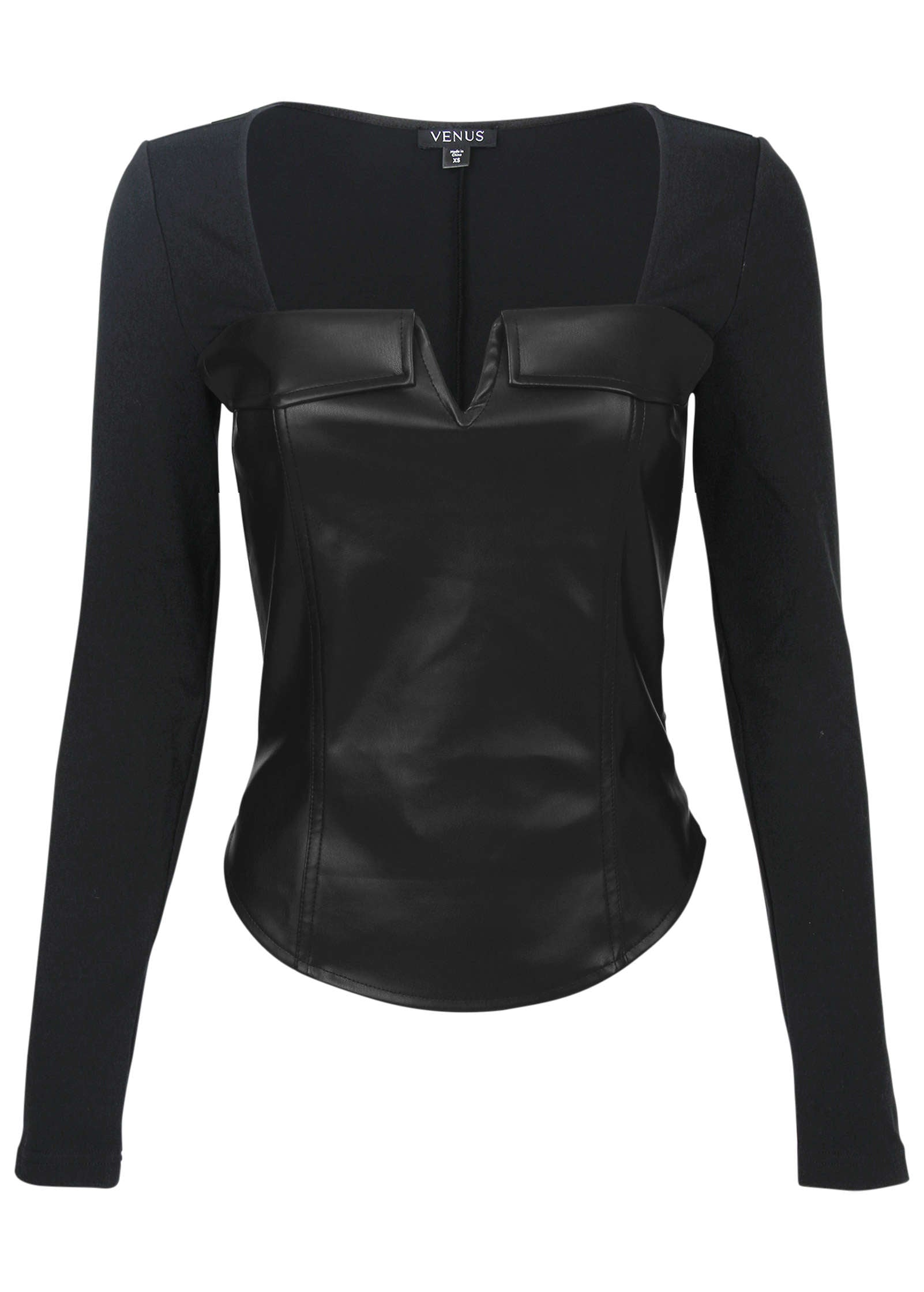 Faux Leather Corset Top - Jet Black