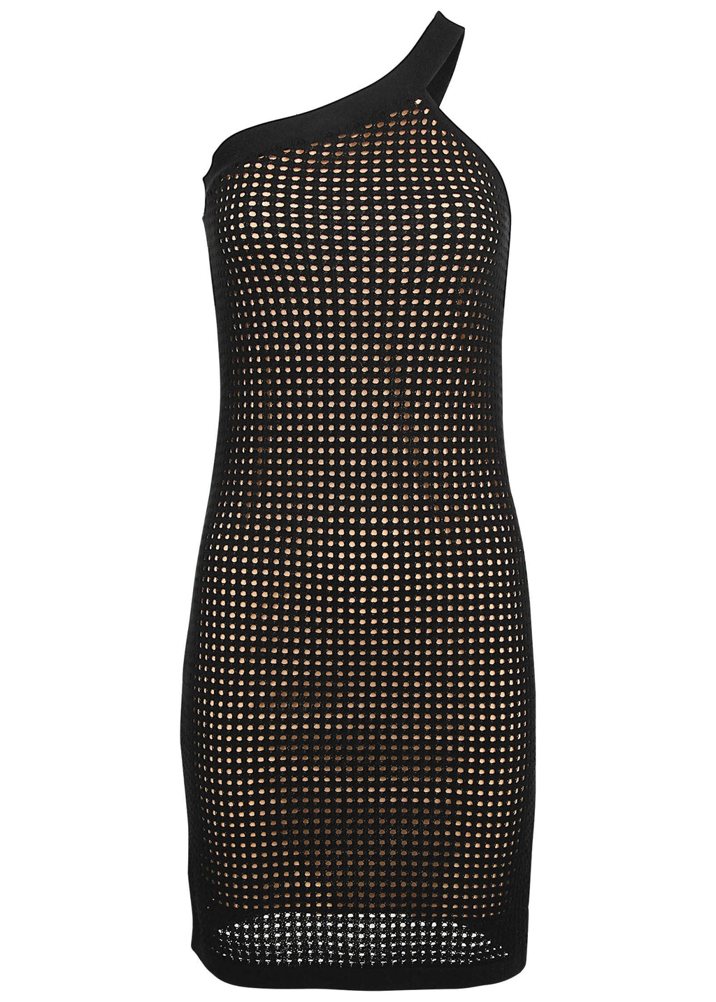 One Shoulder Sweater Dress - Jet Black