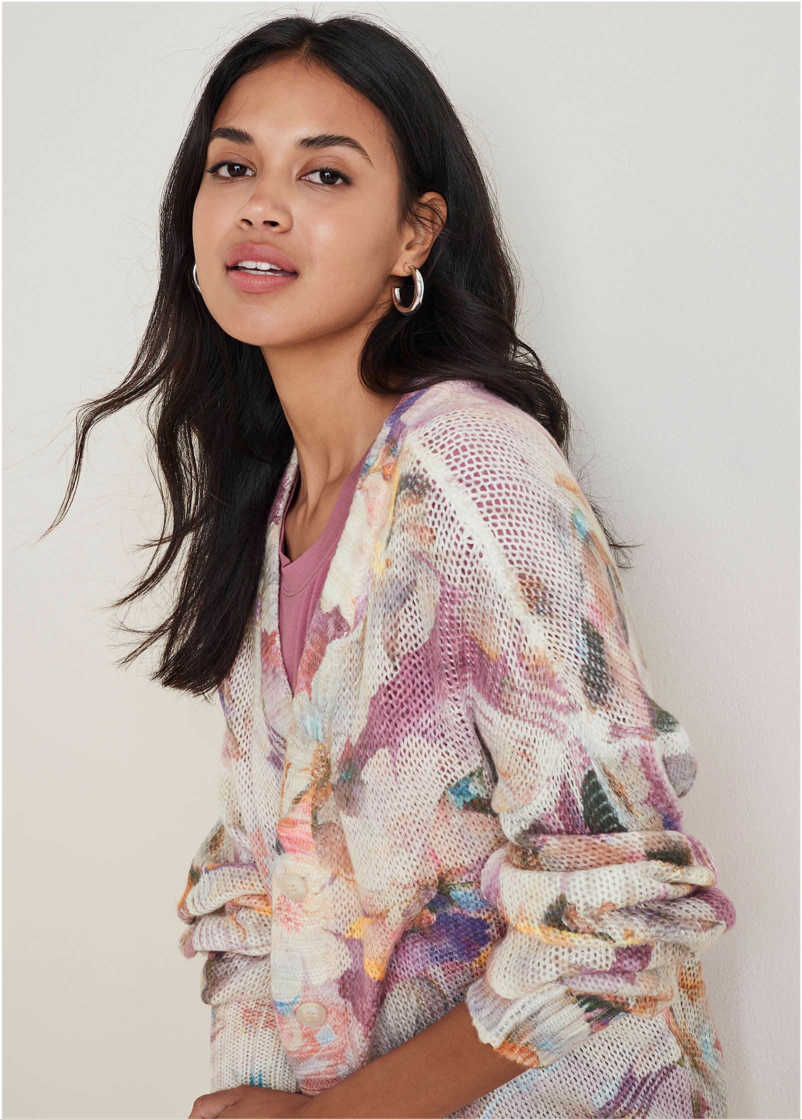 Light Weight Cardigan - Digital Wildflowers