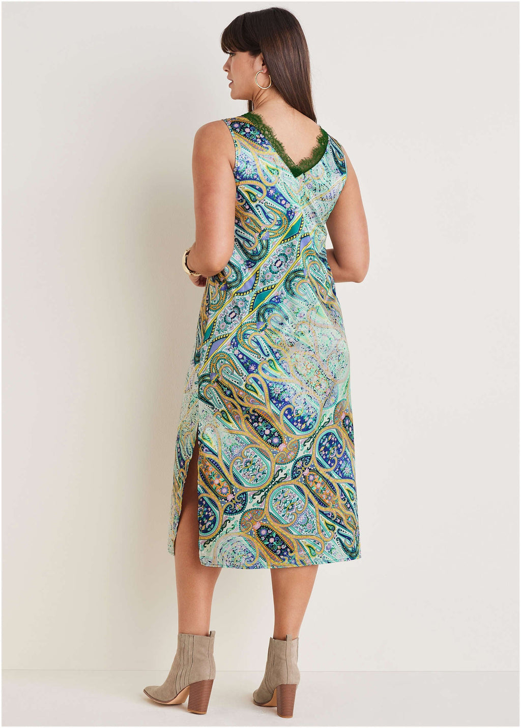 Lace Trim Midi Dress - Ethereal Paisley