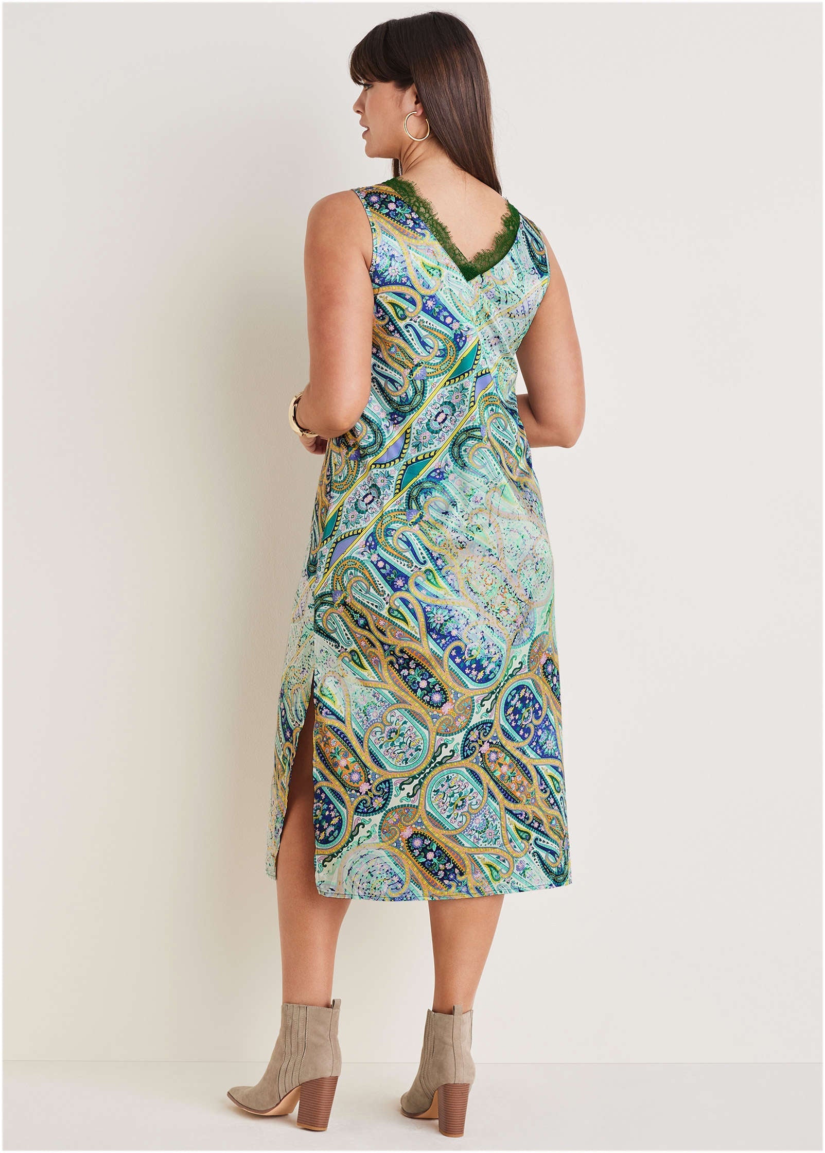 Lace Trim Midi Dress - Ethereal Paisley