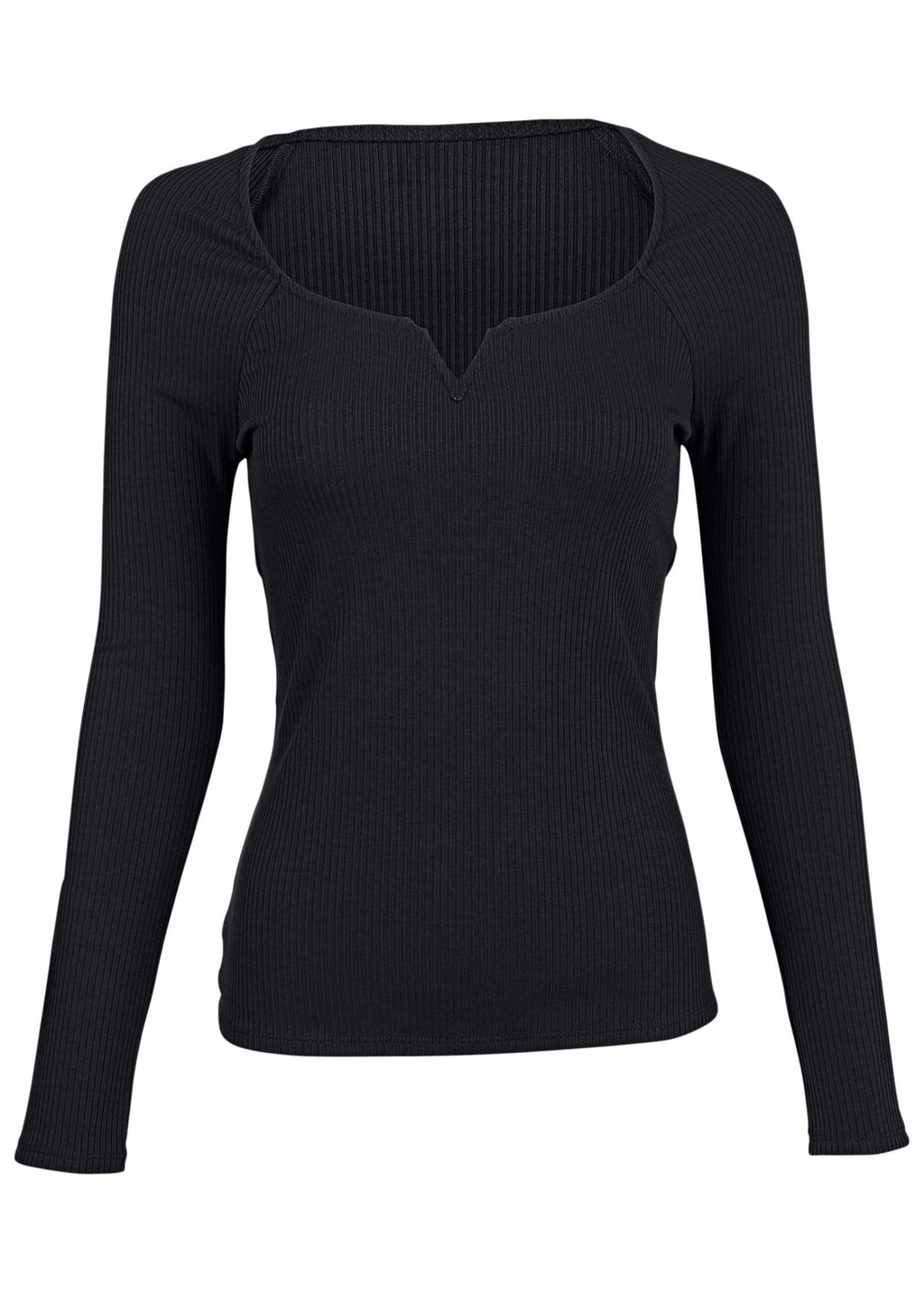 Deep Scoop Neck Ribbed Top - Jet Black