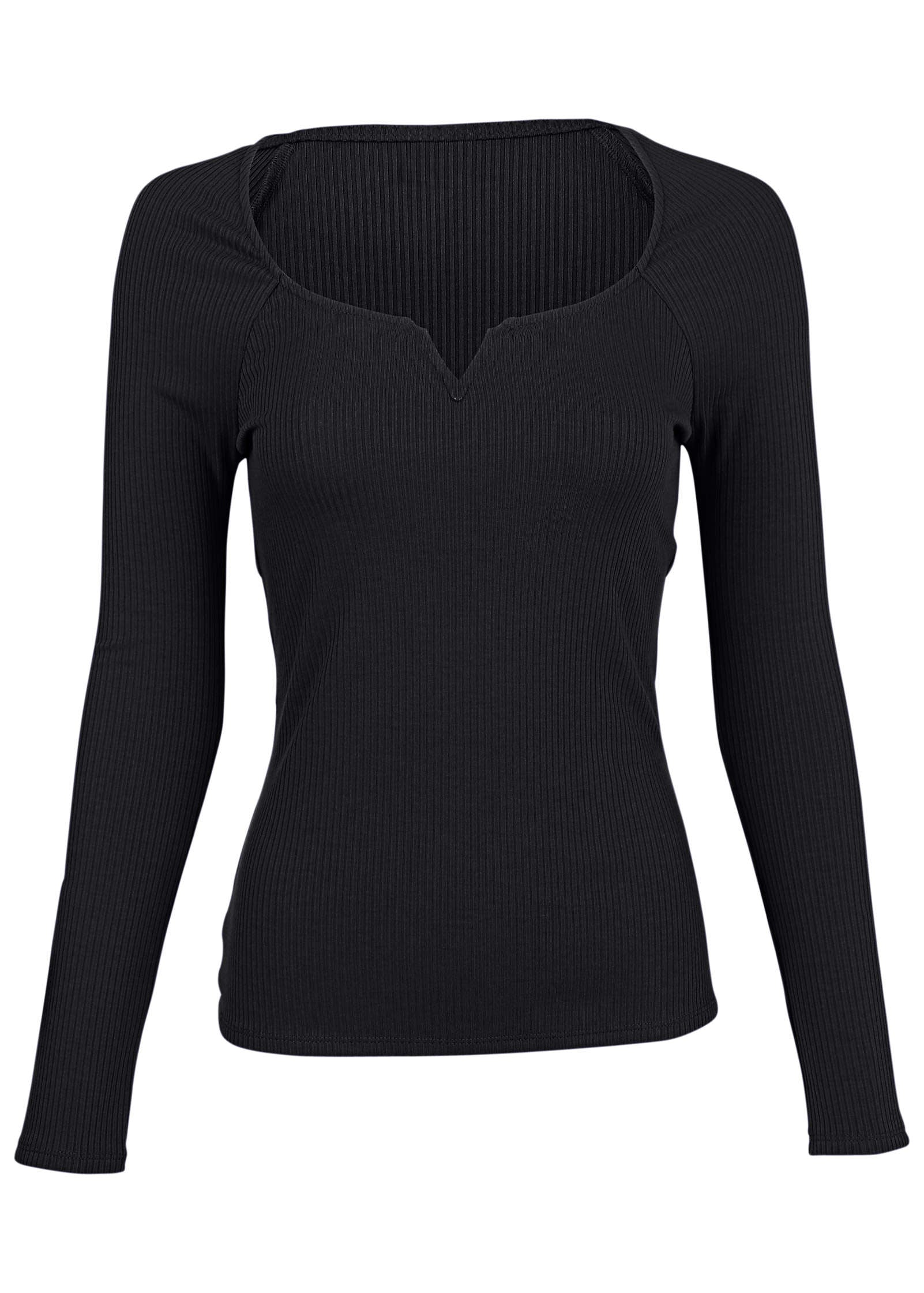 Deep Scoop Neck Ribbed Top - Jet Black