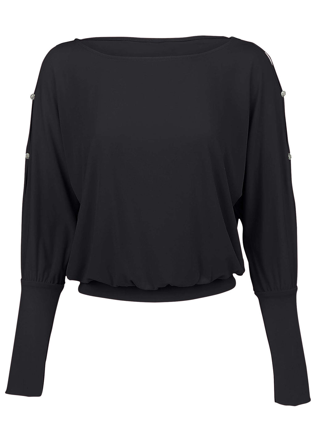 Bling Cold-Shoulder Blouse - Jet Black