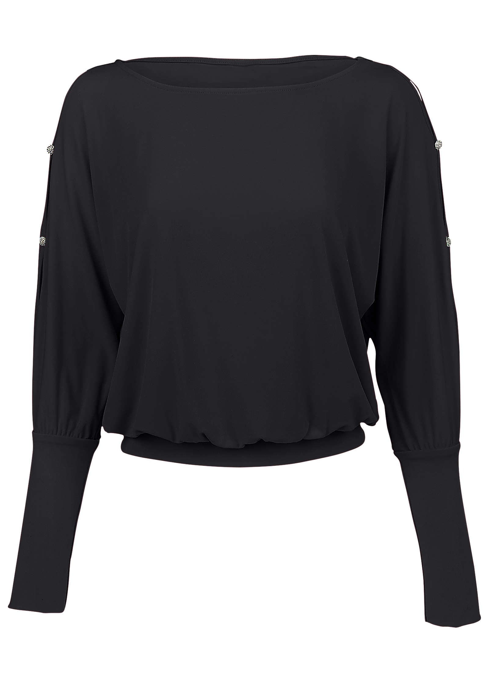 Bling Cold-Shoulder Blouse - Jet Black