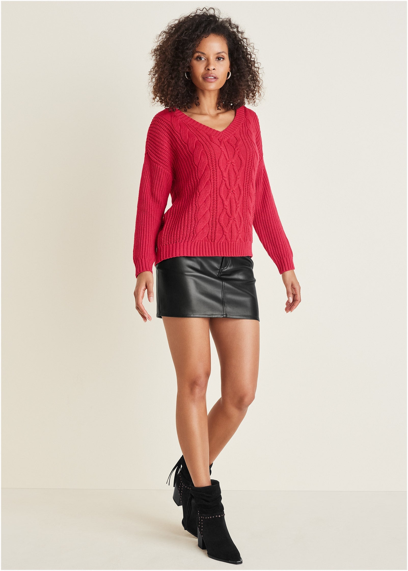 Cable Knit Sweater - Barberry
