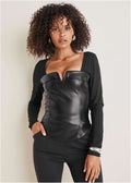 Faux Leather Corset Top - Jet Black