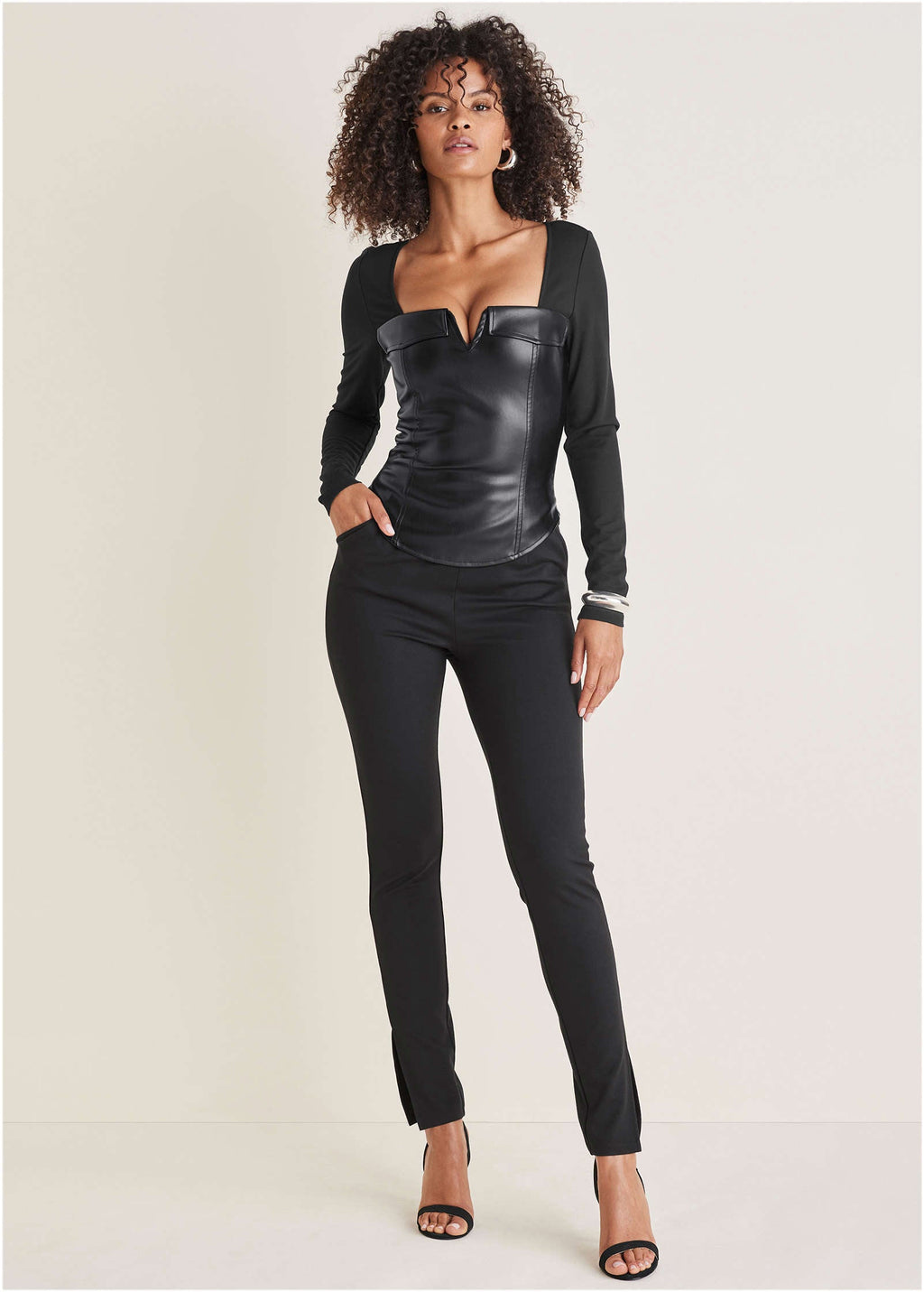 Faux Leather Corset Top - Jet Black