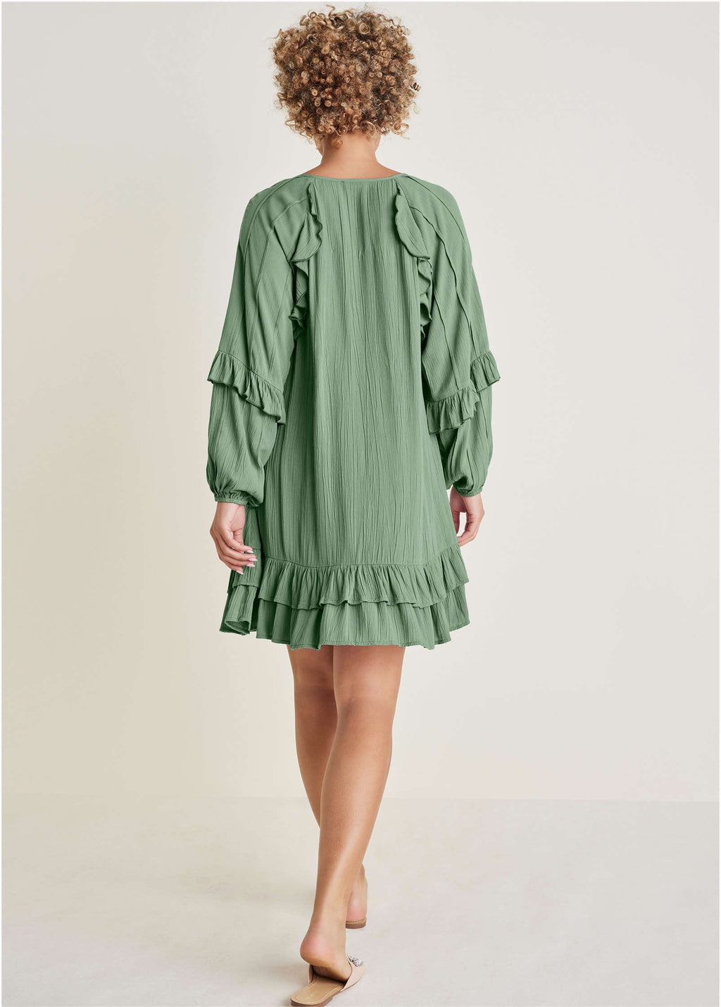 Ruffle Mini Dress - Basil