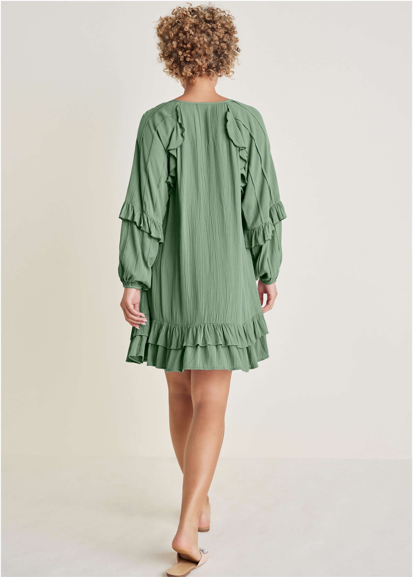 Ruffle Mini Dress - Basil
