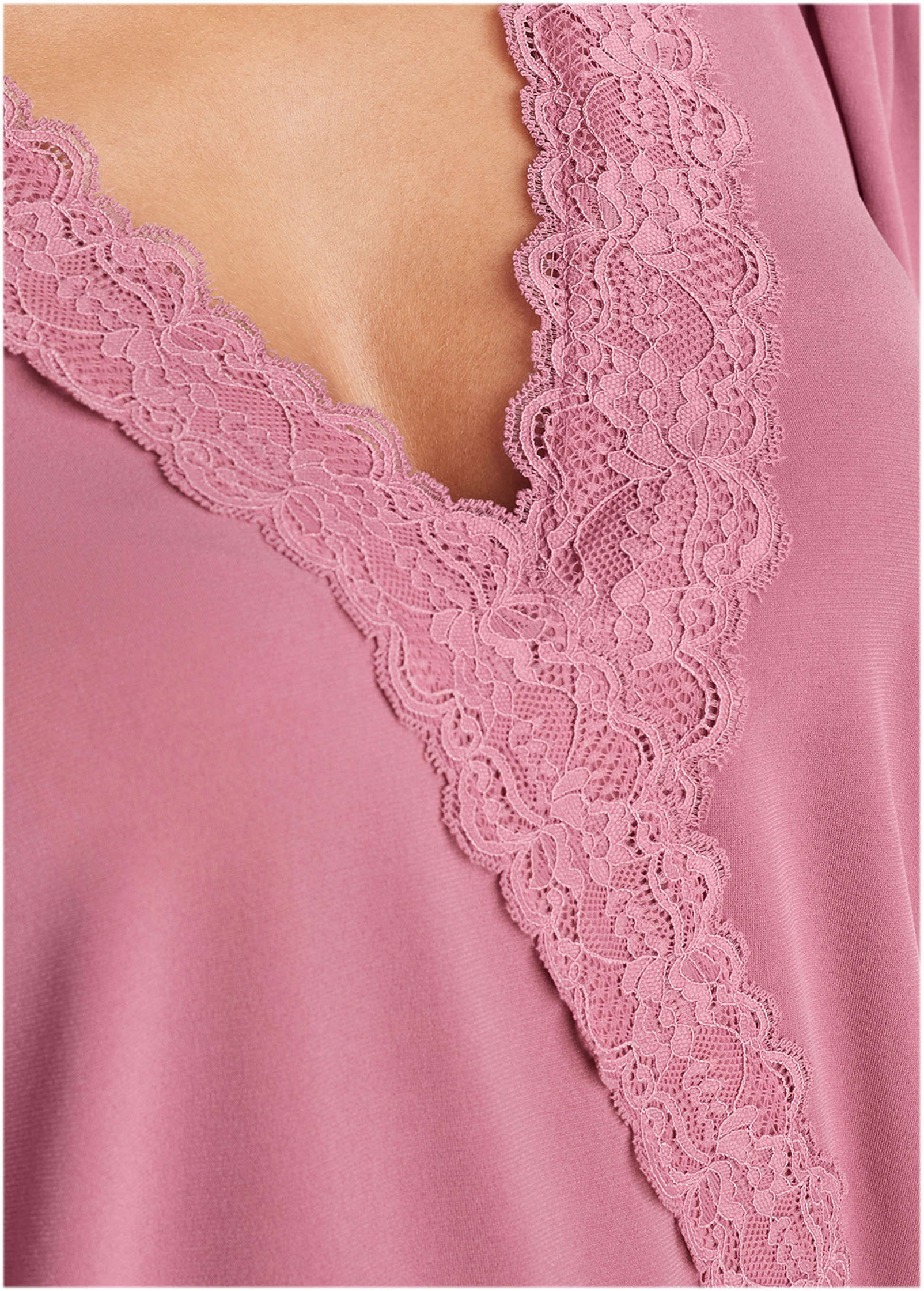 Faux Wrap Lace Trim Blouse - Heather Rose