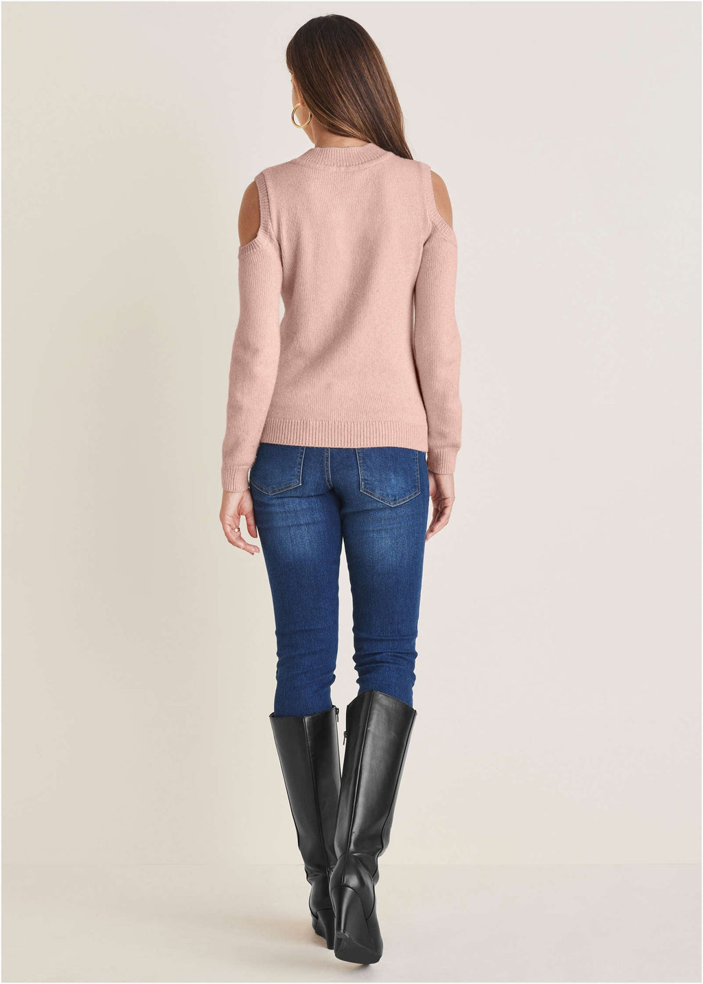 Cable Cold Shoulder Sweater - Evening Sand
