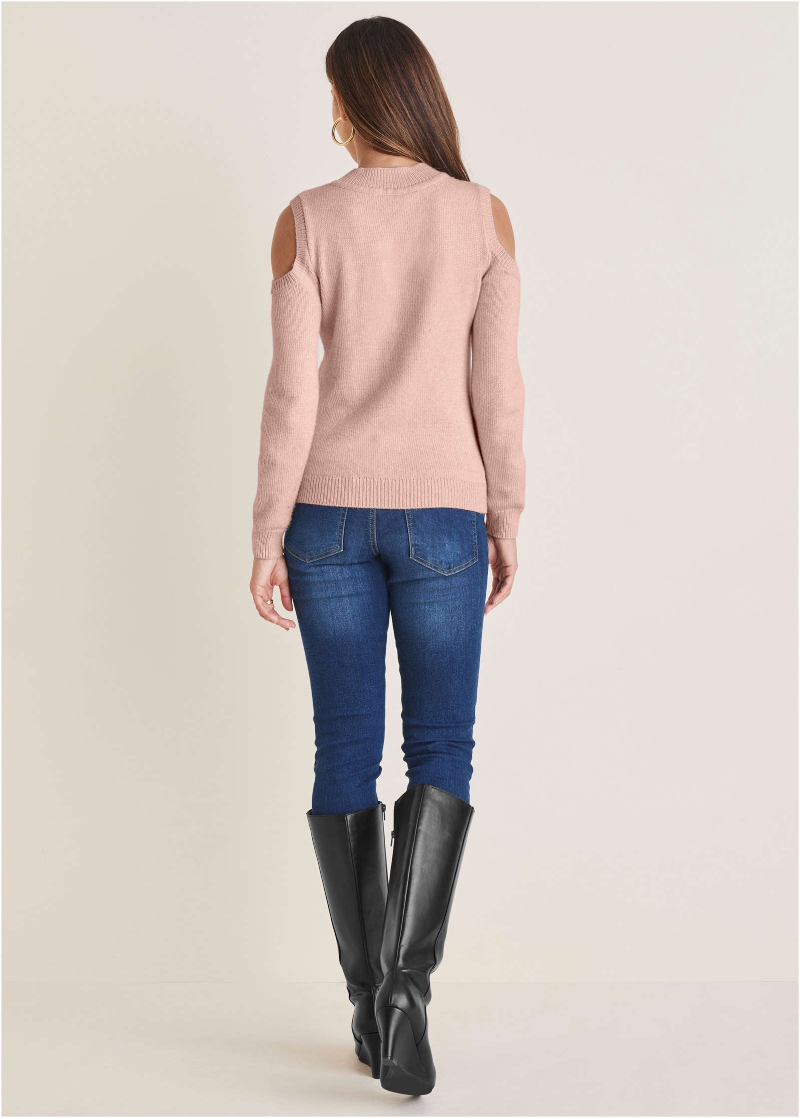 Cable Cold Shoulder Sweater - Evening Sand