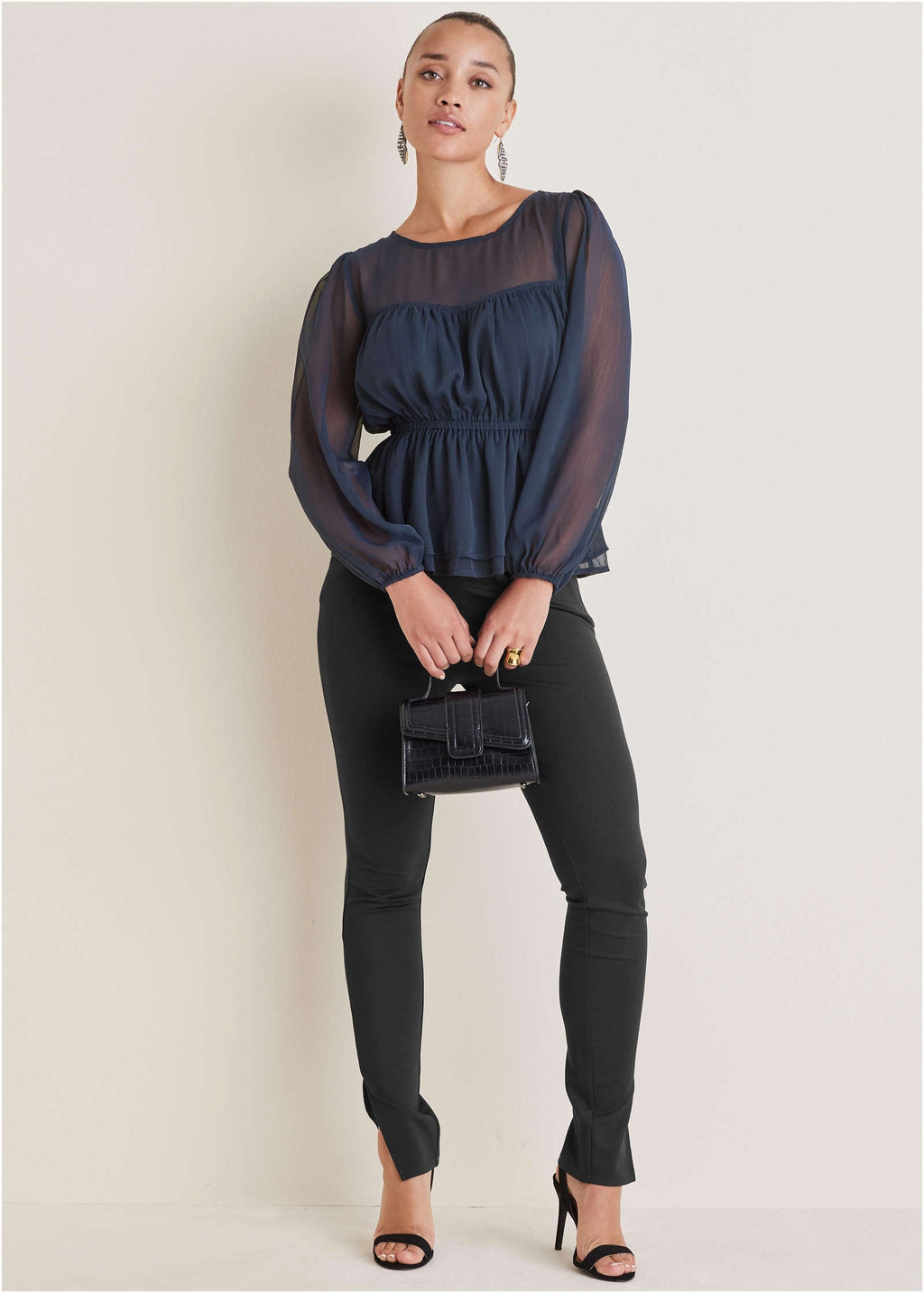 Sheer Beauty Blouse - Navy