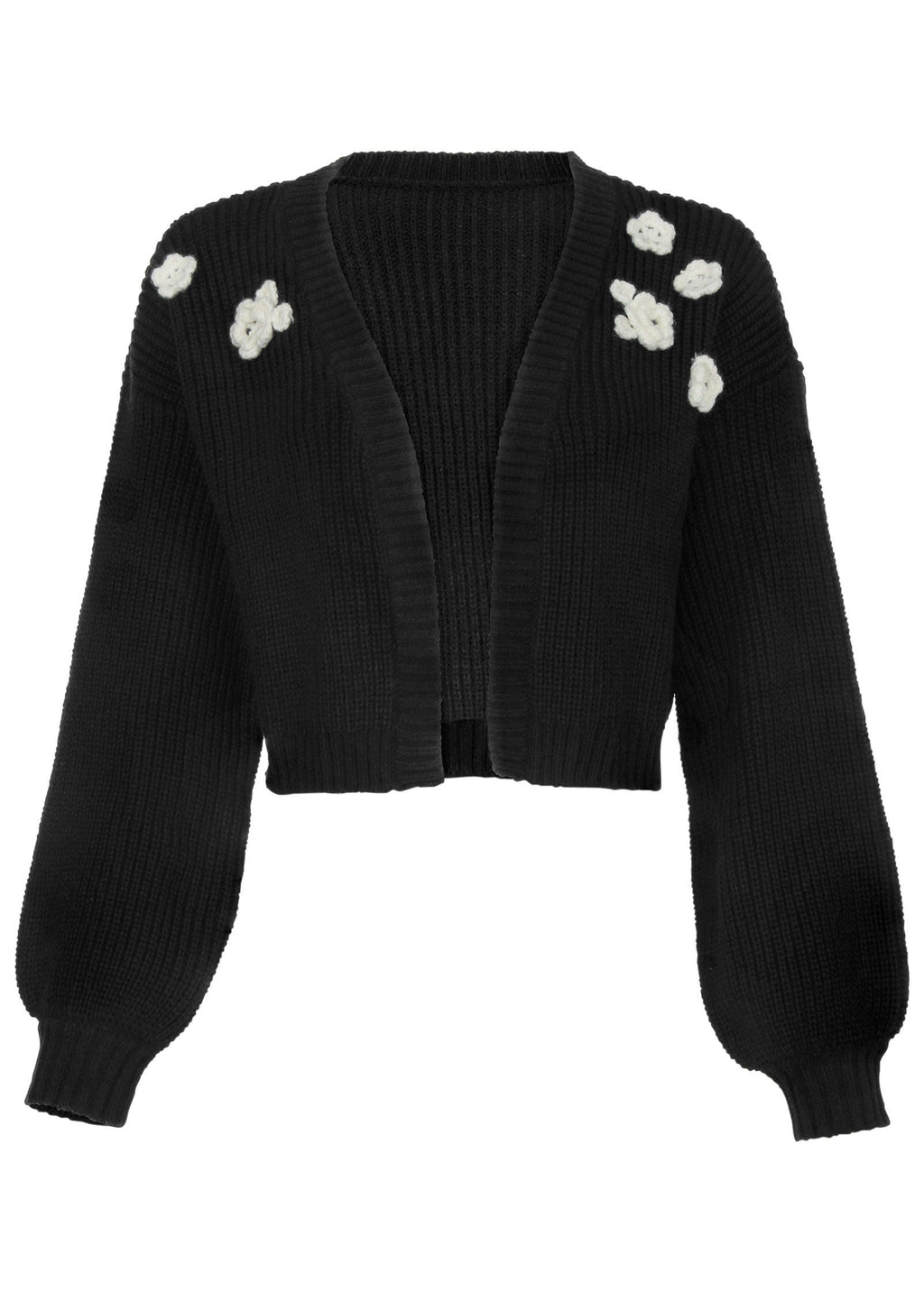Floral Cardigan - Jet Black
