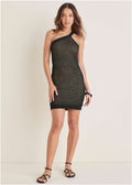 One Shoulder Sweater Dress - Jet Black