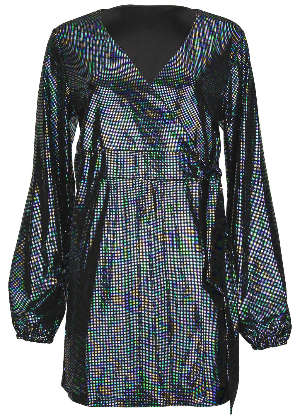 Belted Metallic Mini Dress - Colorful Sequins
