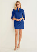 Ponte Zip Front Mini Dress - Blue
