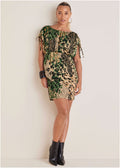 Boatneck Mini Dress - Brushed Animal