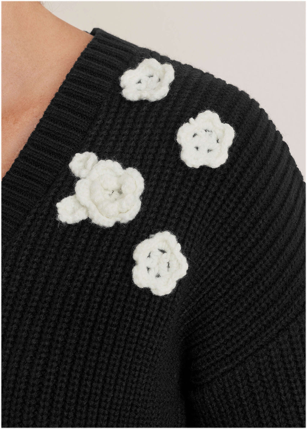 Floral Cardigan - Jet Black