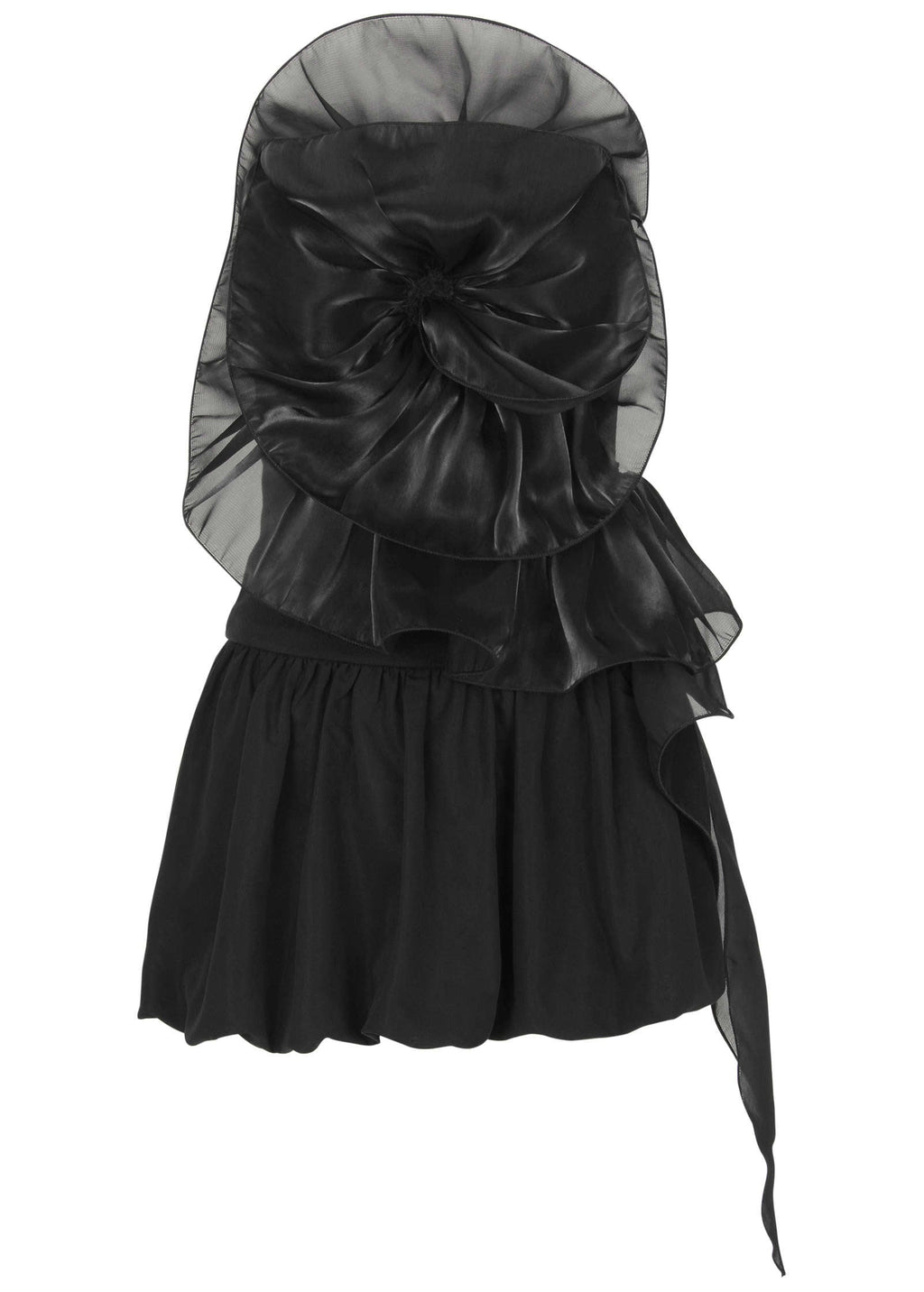 Rosette Bubble Mini Dress - Jet Black