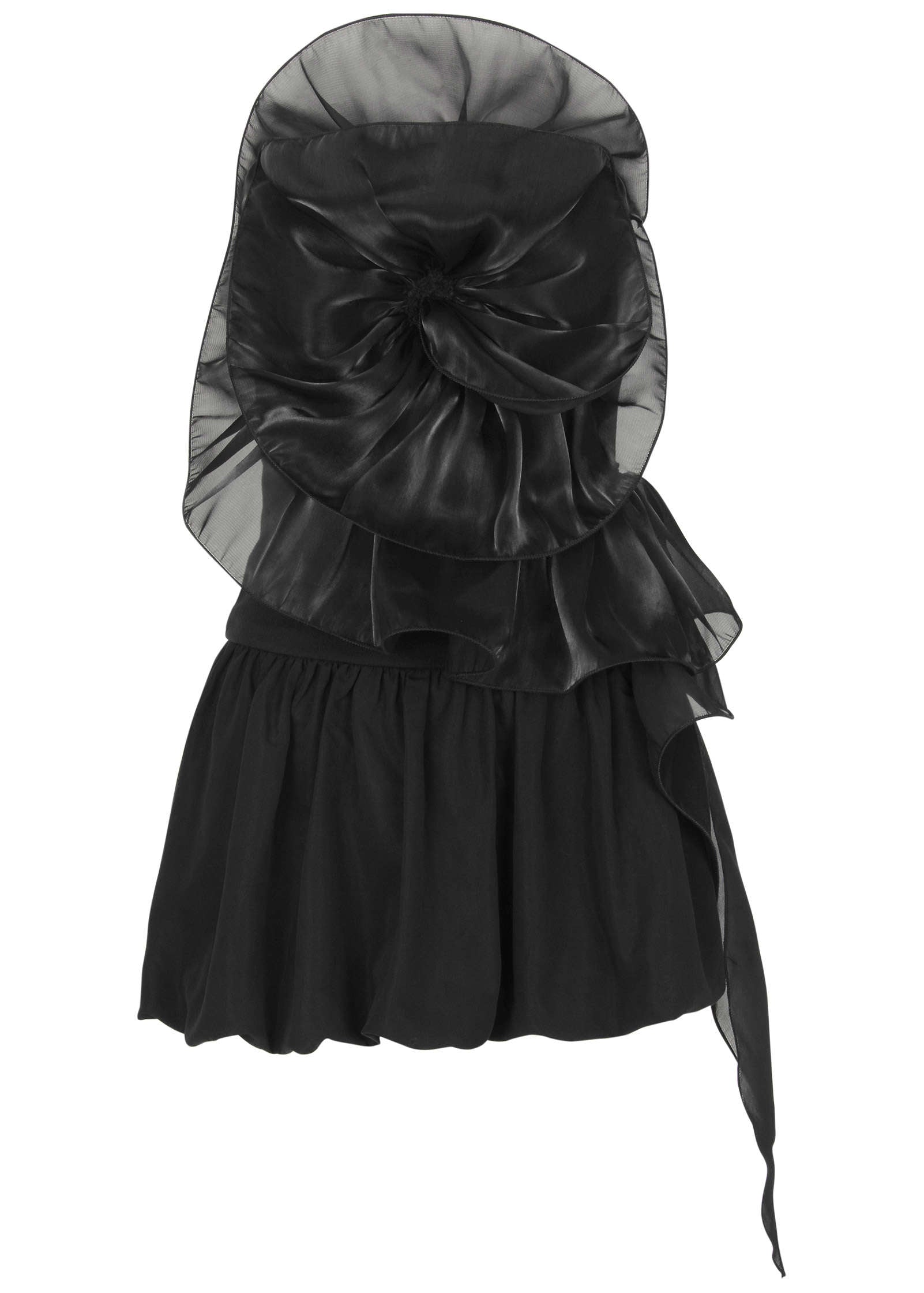 Rosette Bubble Mini Dress - Jet Black