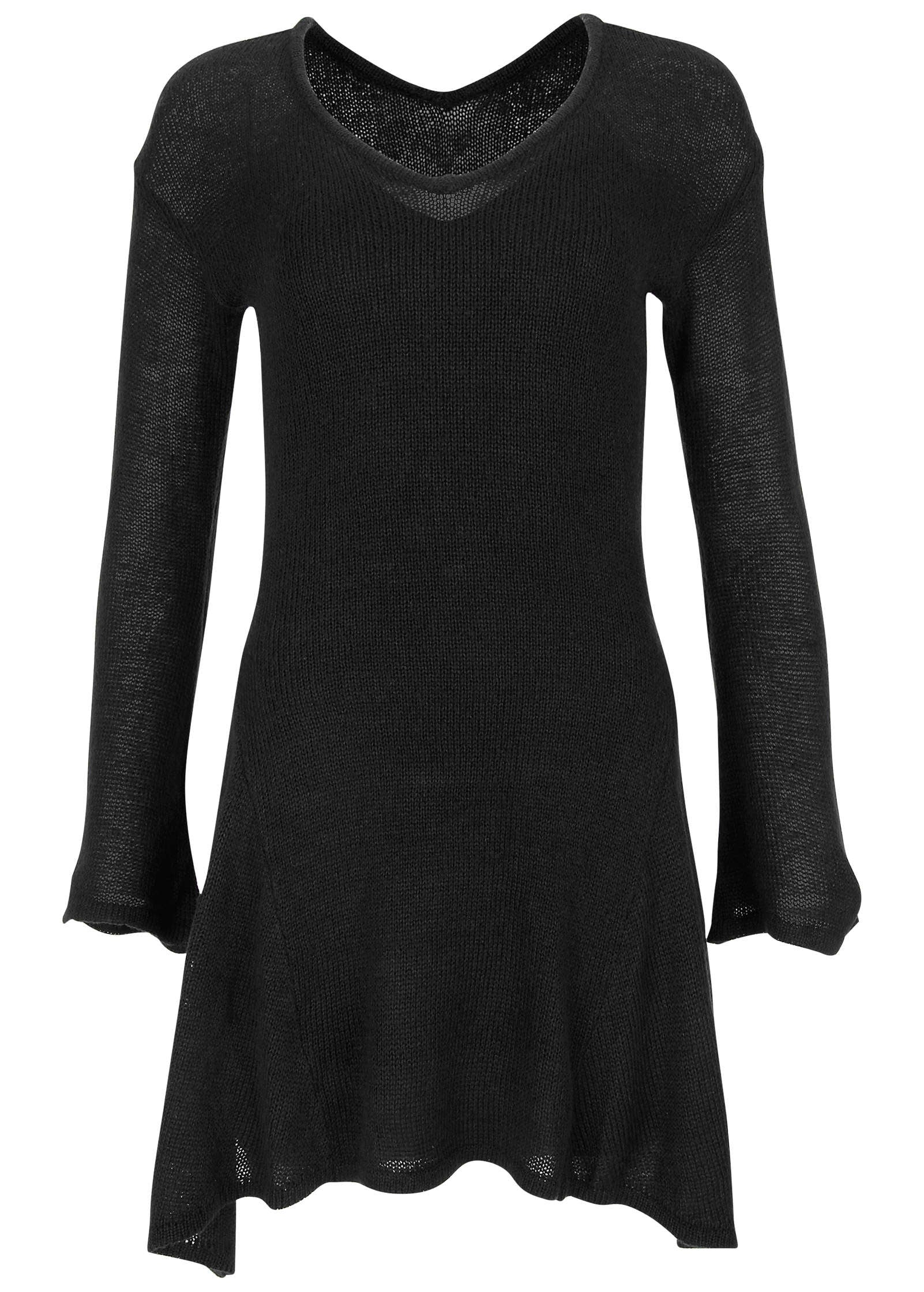 Bell Sleeve Sweater Dress - Jet Black