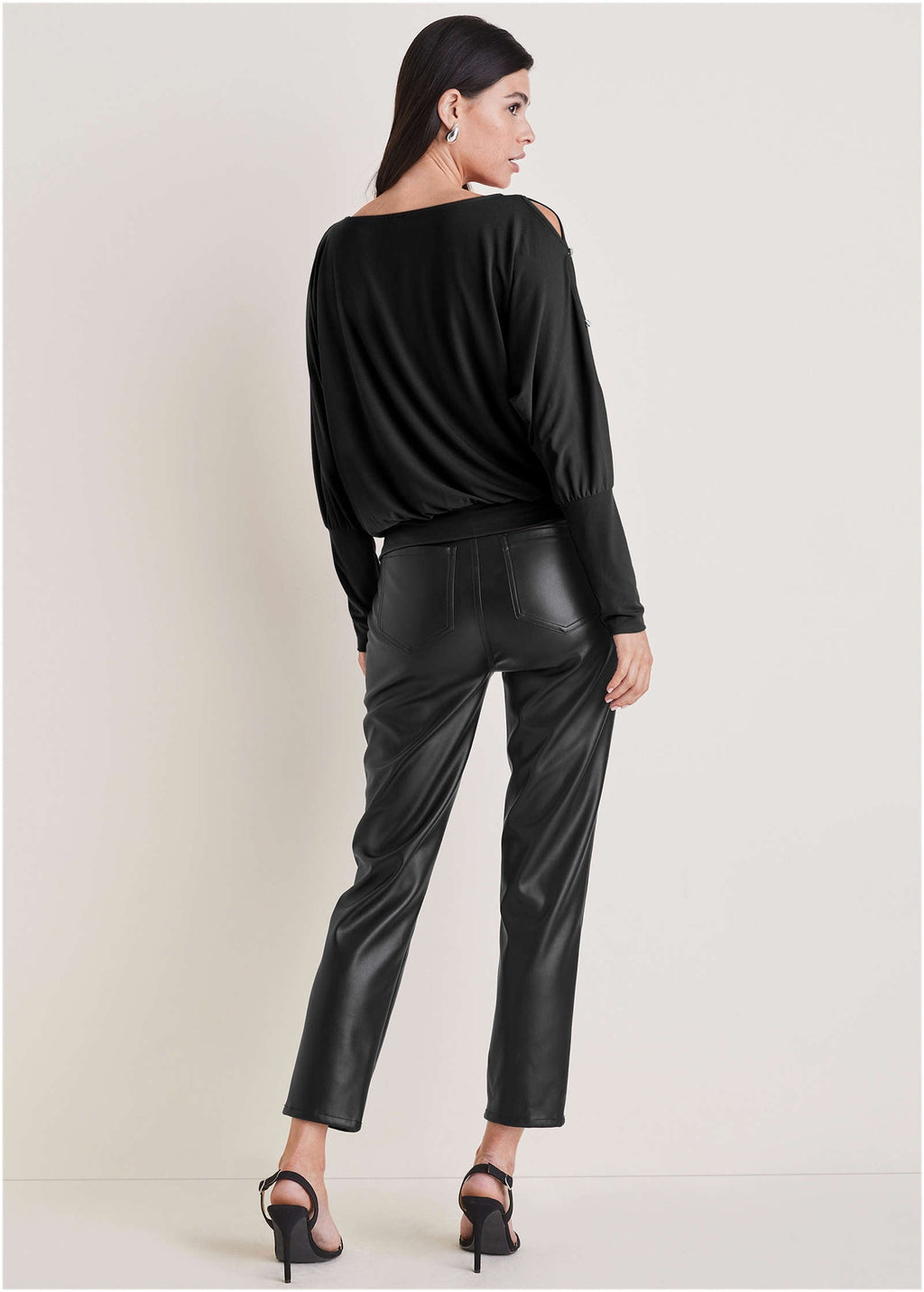 Bling Cold-Shoulder Blouse - Jet Black