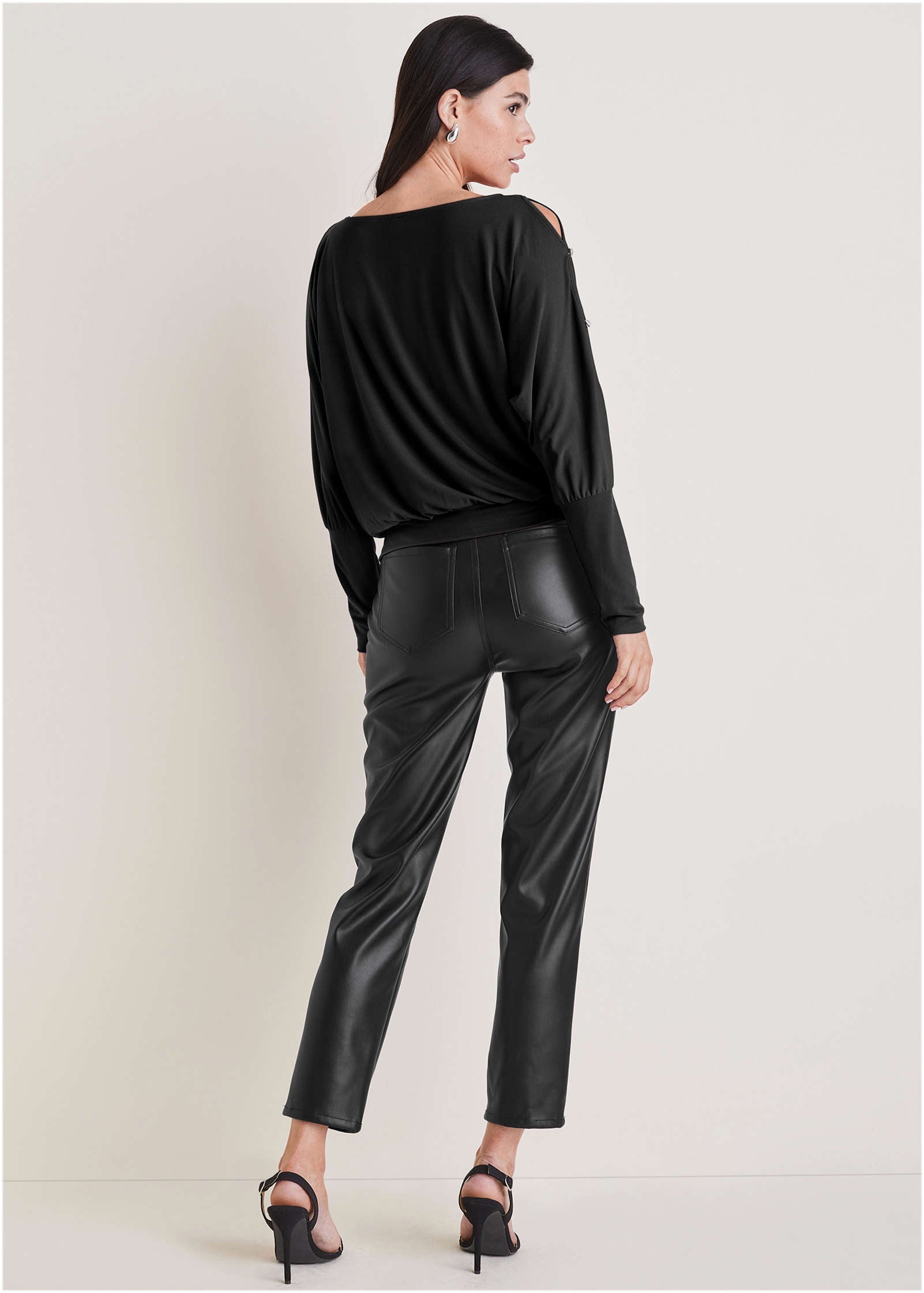 Bling Cold-Shoulder Blouse - Jet Black