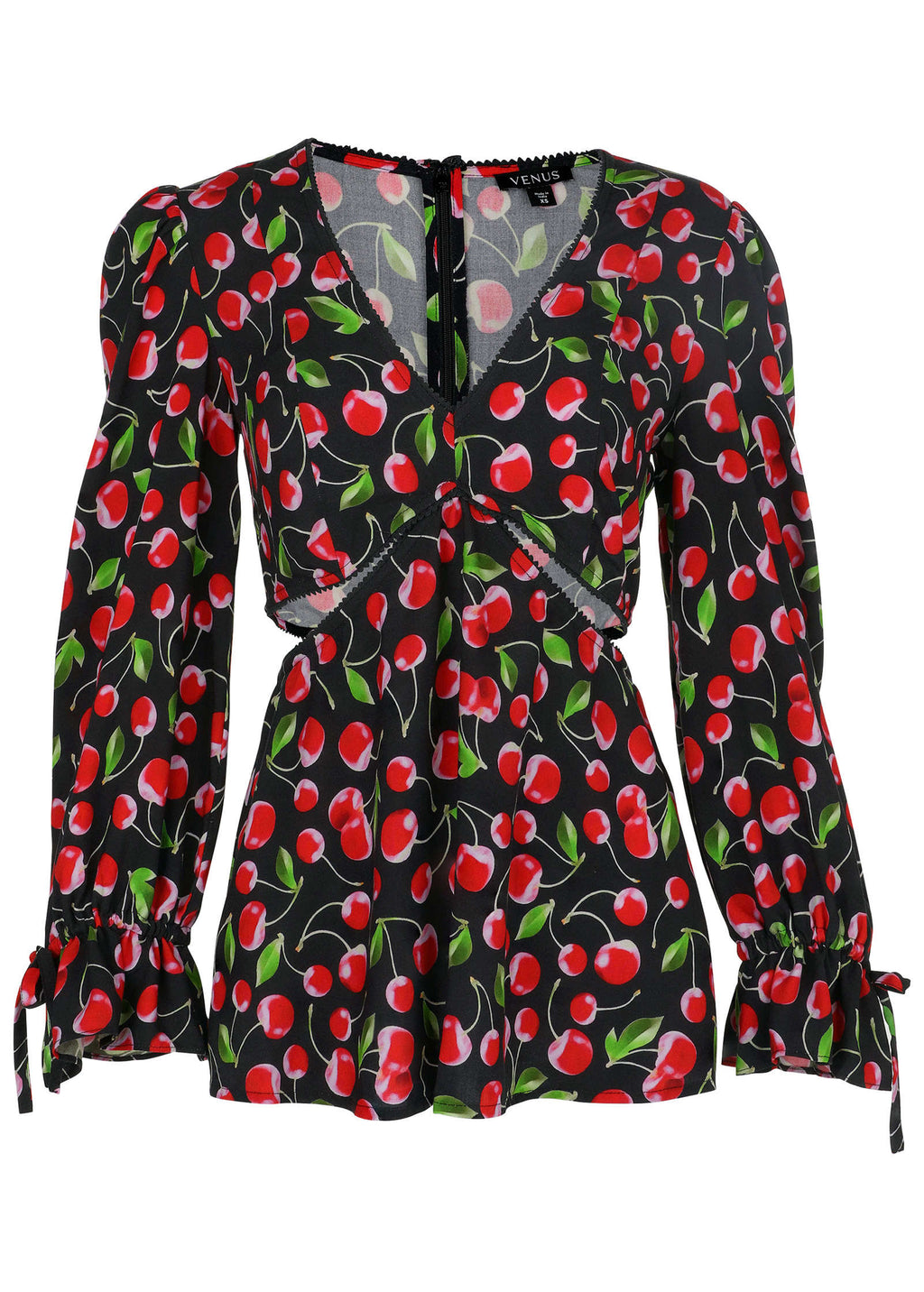 Cut-Out Waist Blouse - Very Cherry