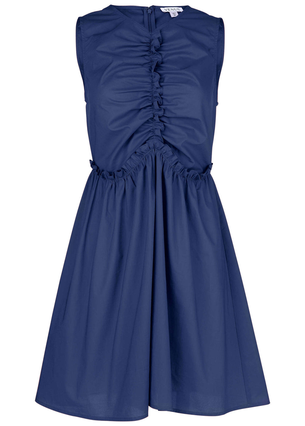 Ruched Sleeveless Mini - Dark Blue