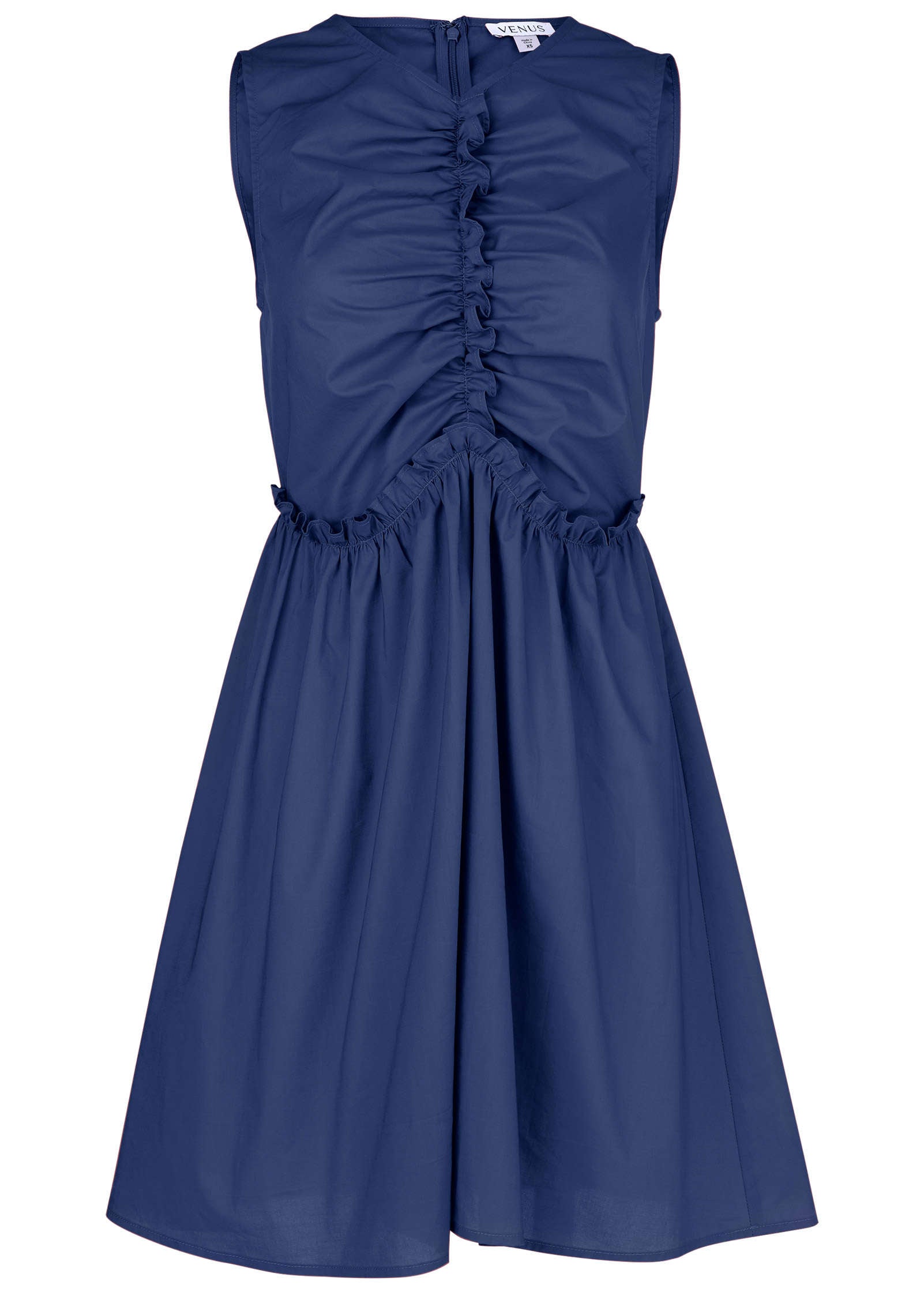 Ruched Sleeveless Mini - Dark Blue