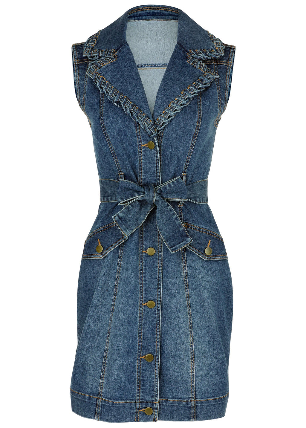 Whip Stitch Denim Mini - Medium Wash