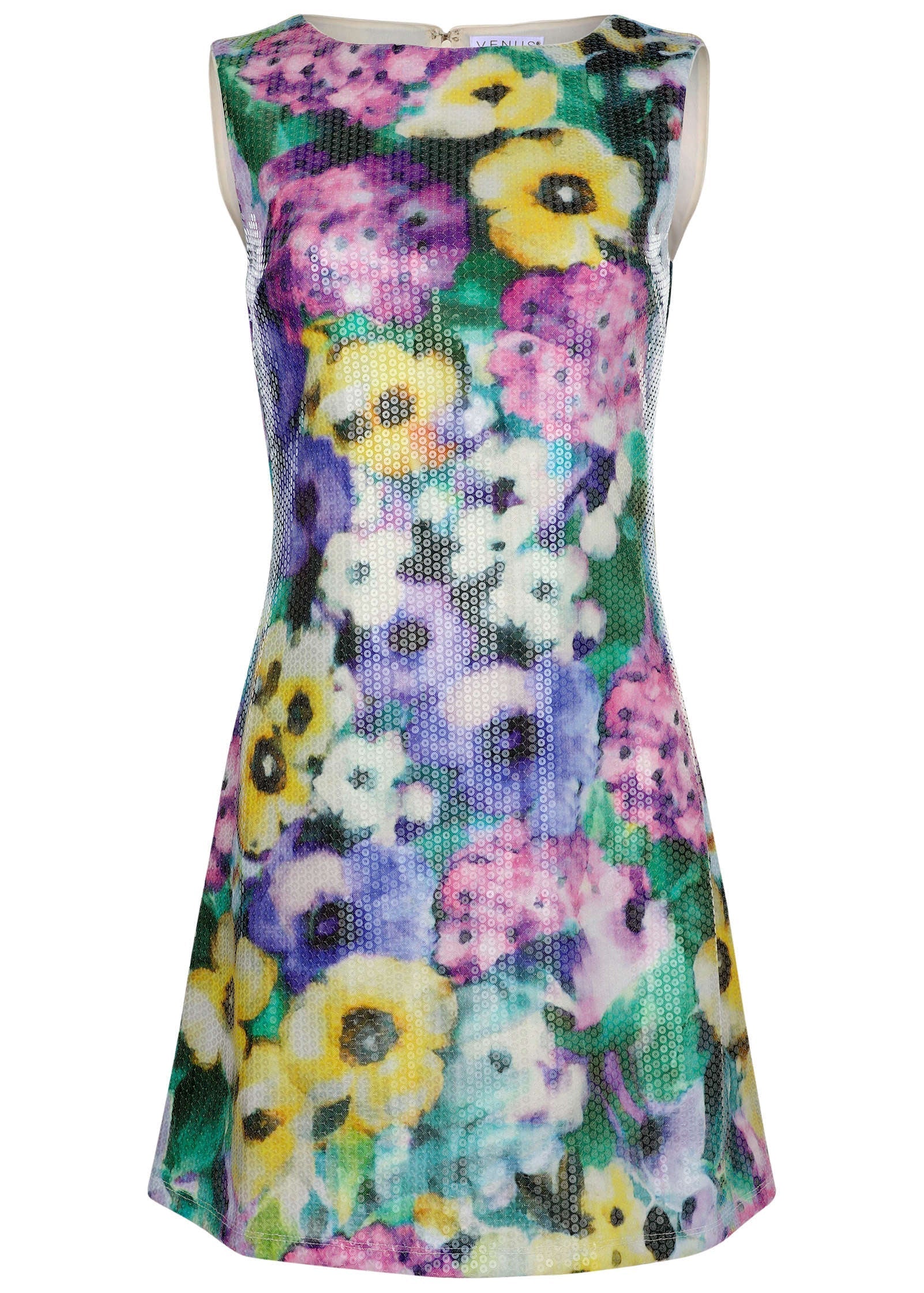 Floral Sequin Mini Dress - Monet's Garden